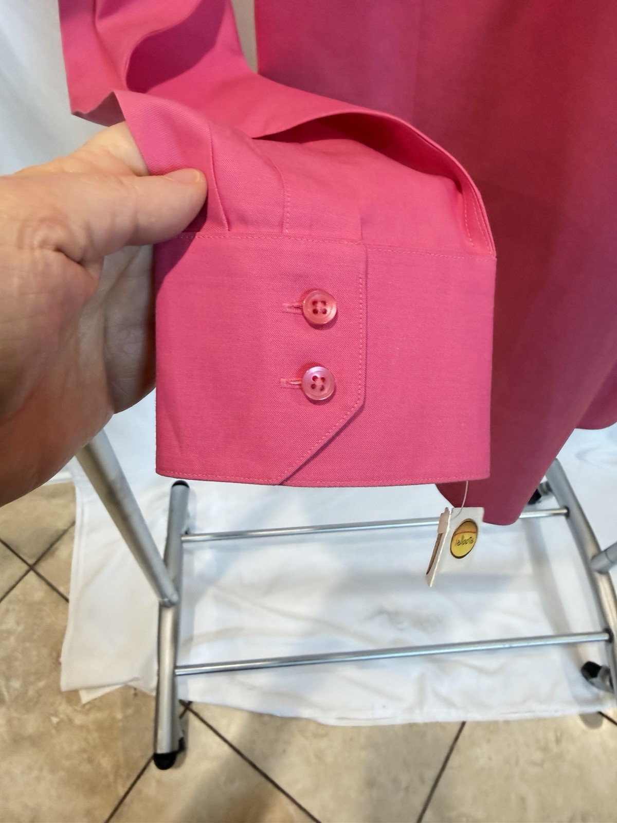 Talbots Vintage Collated Pink Button Closure Long Sleeve Blouse Size 14
