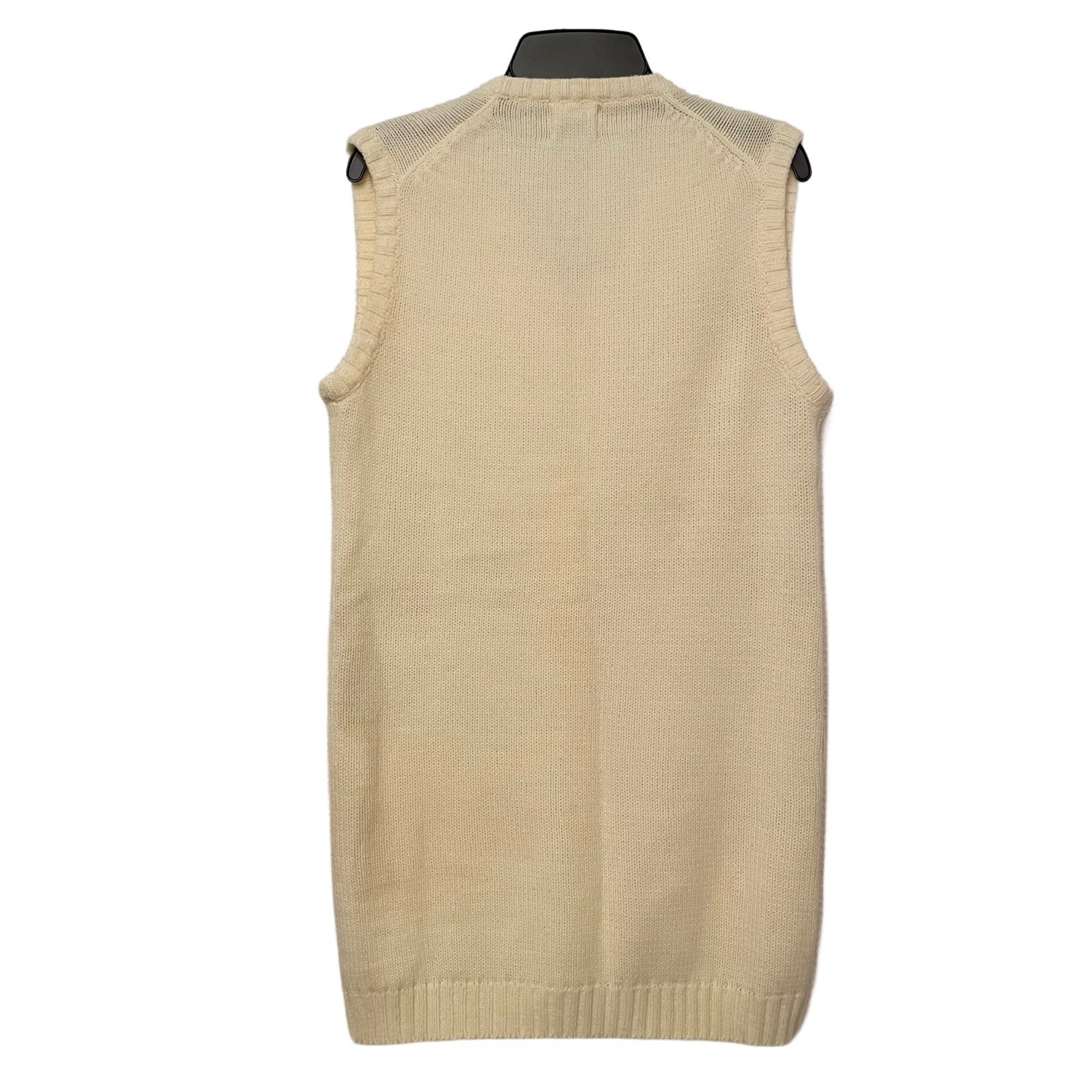 Vintage Kingsley Vest Cardigan Sweater Womens Small 36 Cream Acrylic Hong Kong