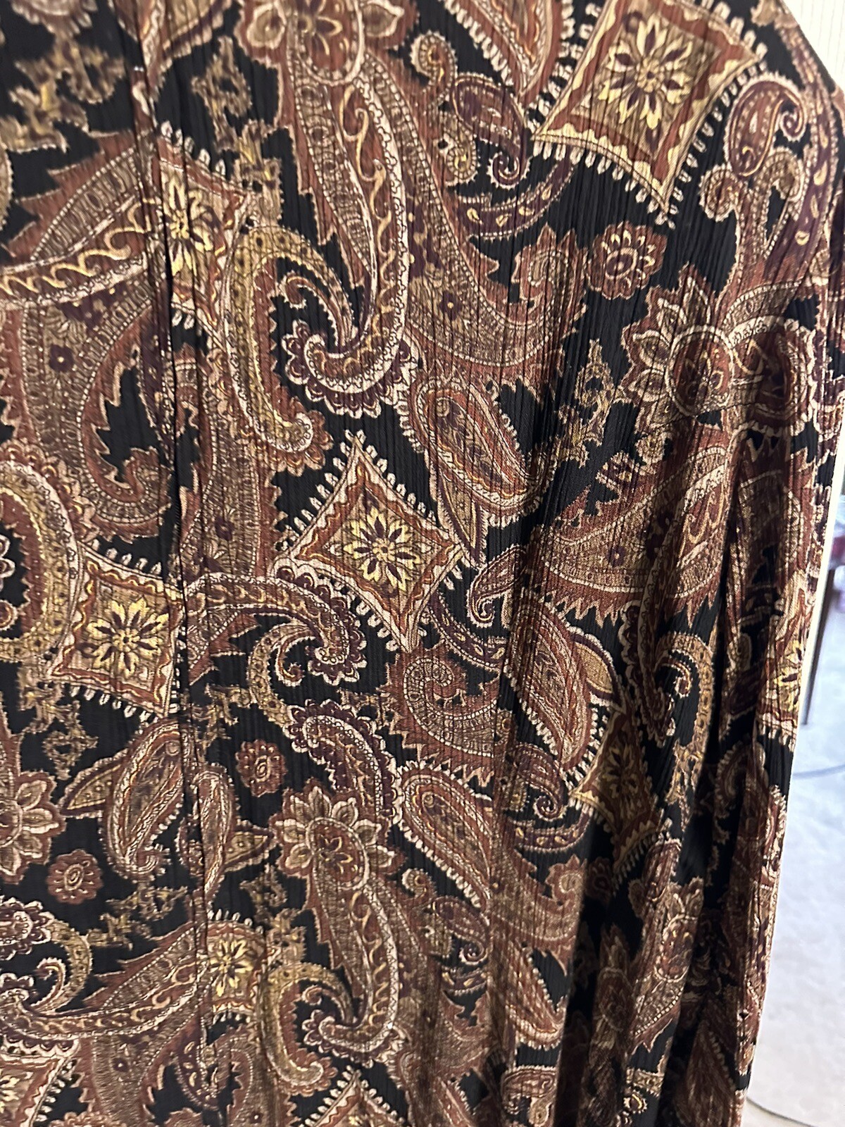 Vnt 90’s Brett Alixander Dress Paisley 11/12 Med Button Up Maxi Witchy Modest