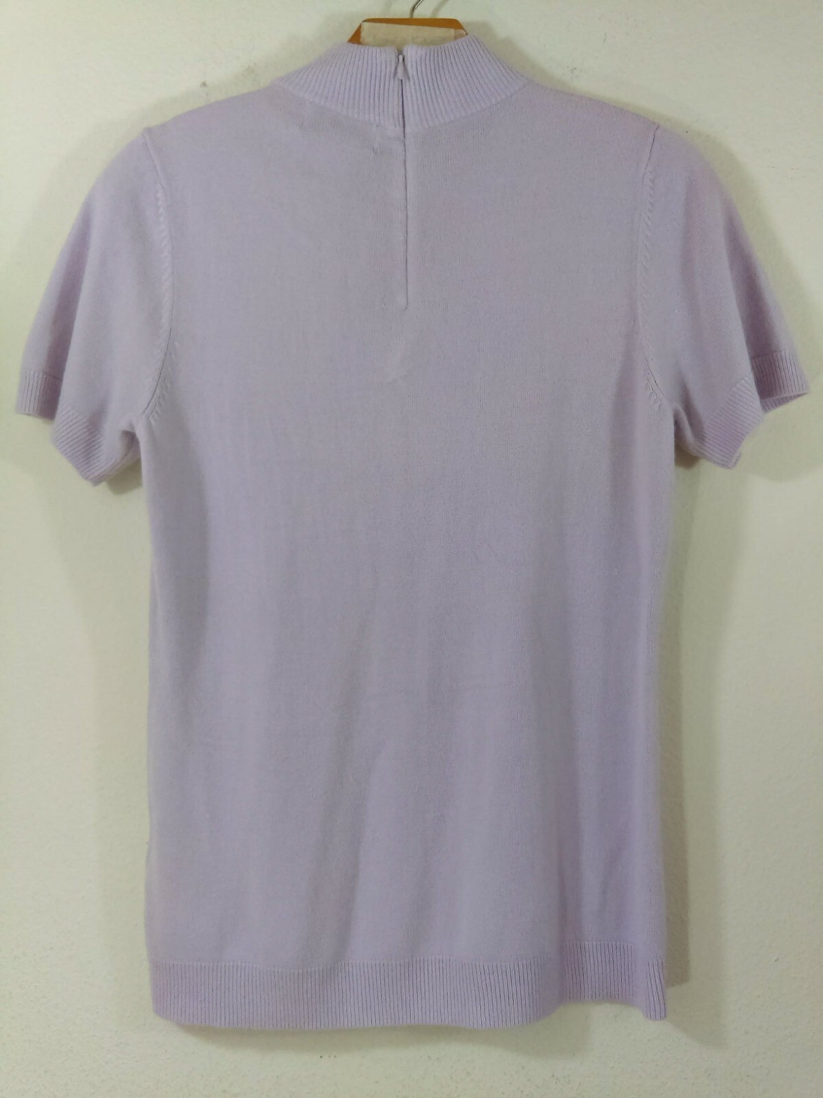 Vintage Covington Small Knit Short Sleeve Sweater Pale Purple Mock Neck Acrylic