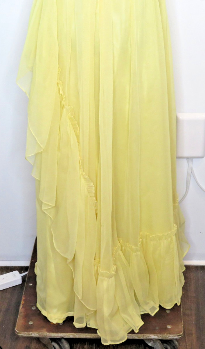 VINTAGE 1950’s FRED PERLBERG Dance Originals Yellow Dress S M Formal Gown EUC