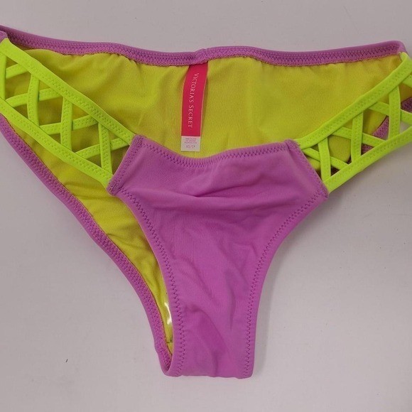 Victoria’s Secret pink & yellow bikini bottoms Size XS