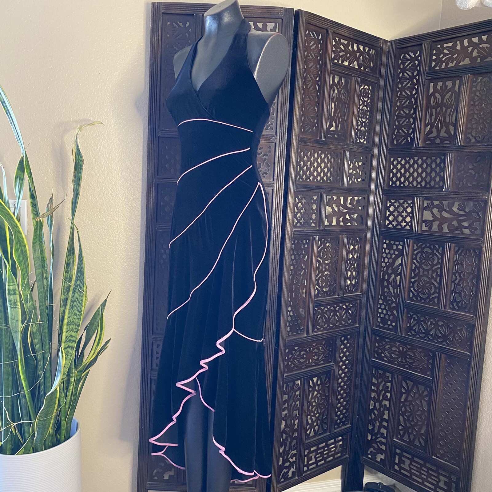 vintage velvet cascading hi-low maxi Dress By Blondie Nites Jaslene Size 3
