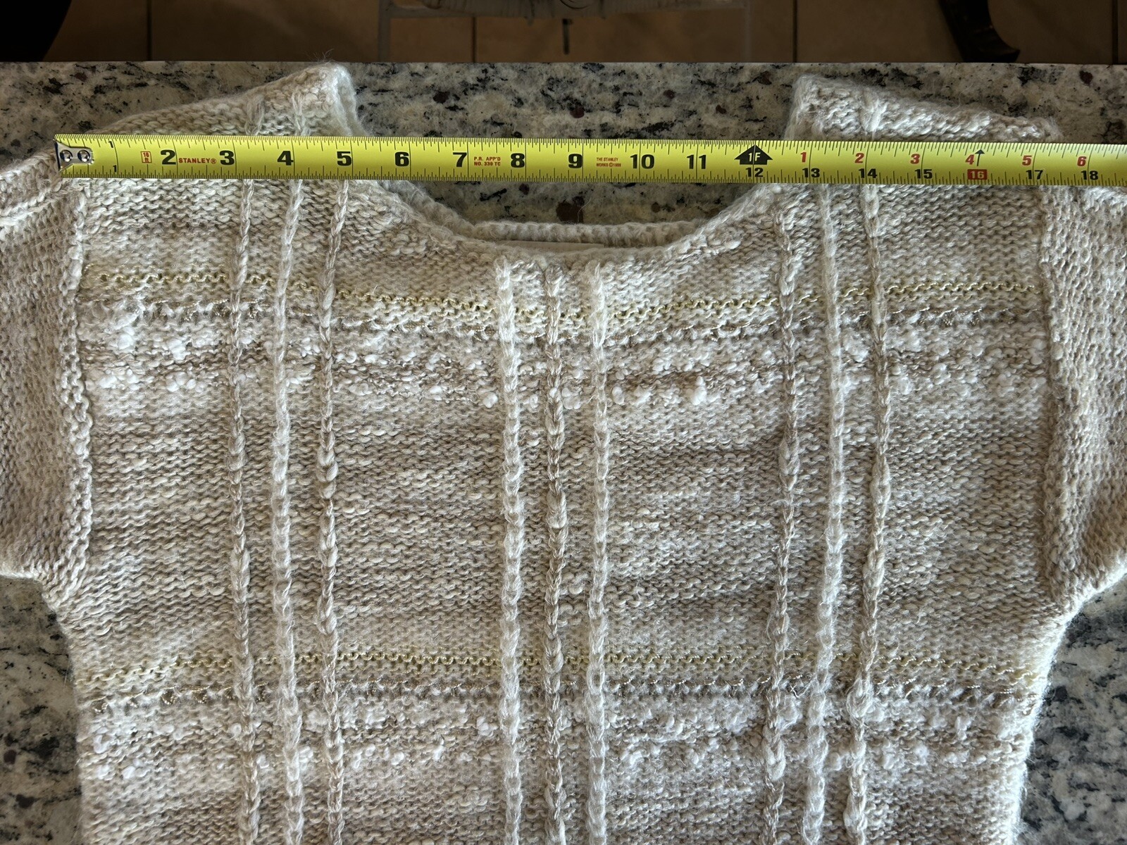Vintage Beldoch Popper Knit Acrylic Sweater Junior L Women’s S Beige Tan White
