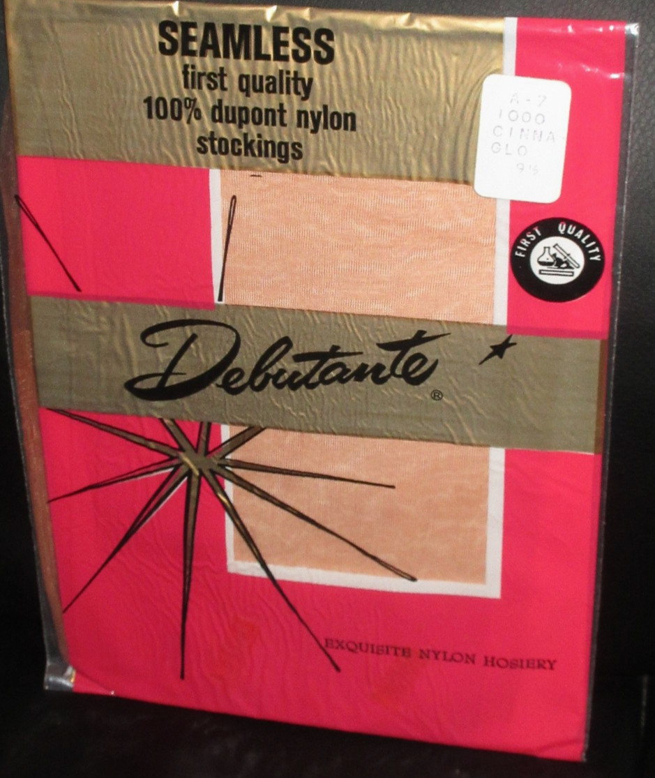 Vintage Nylon Pantyhose DEBUTANTE CINNA-GLO BEIGE 9.5 A7 1000