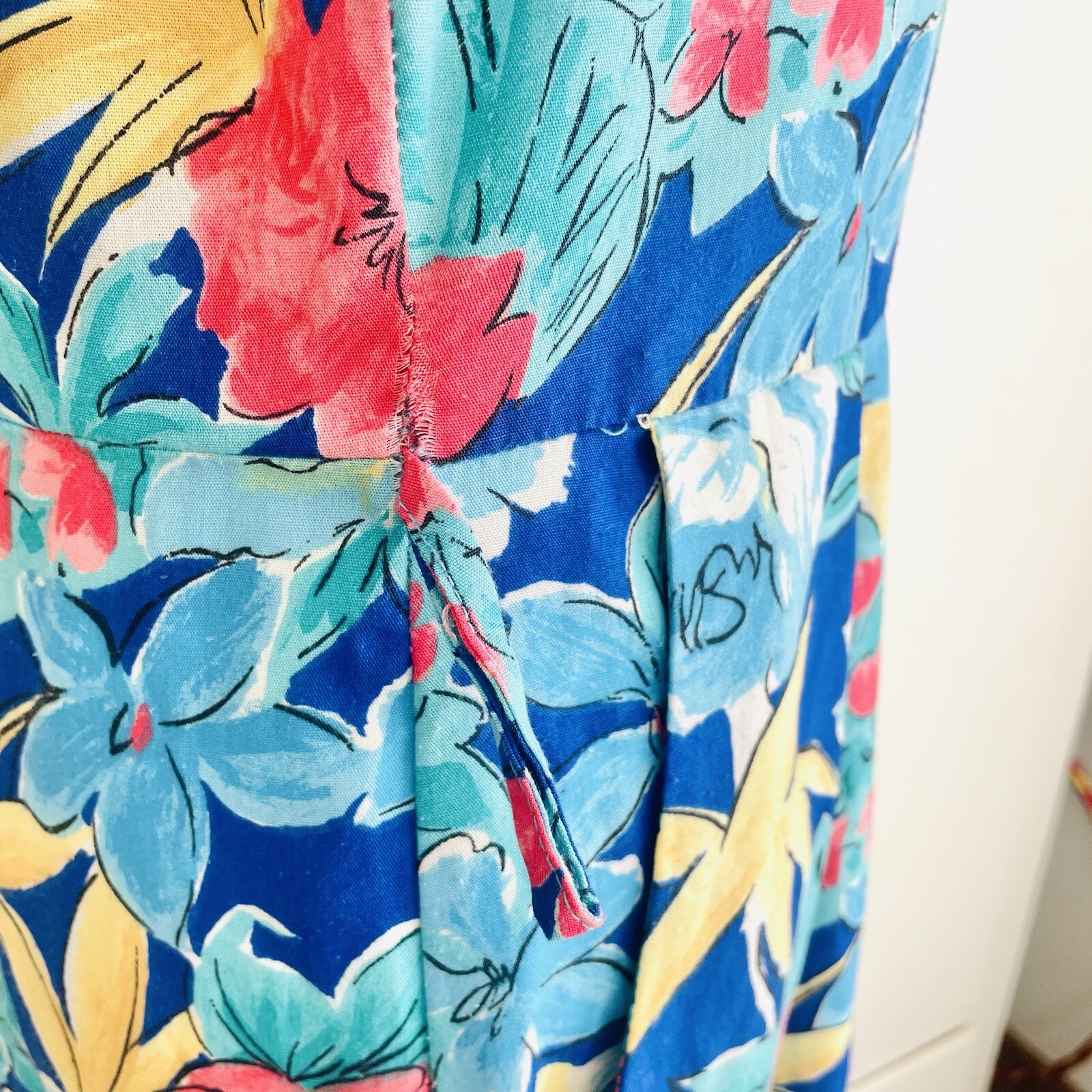 Vintage 90s Incognito Womens Jumpsuit Pantsuit Blue Floral Sleeveless Size M/L