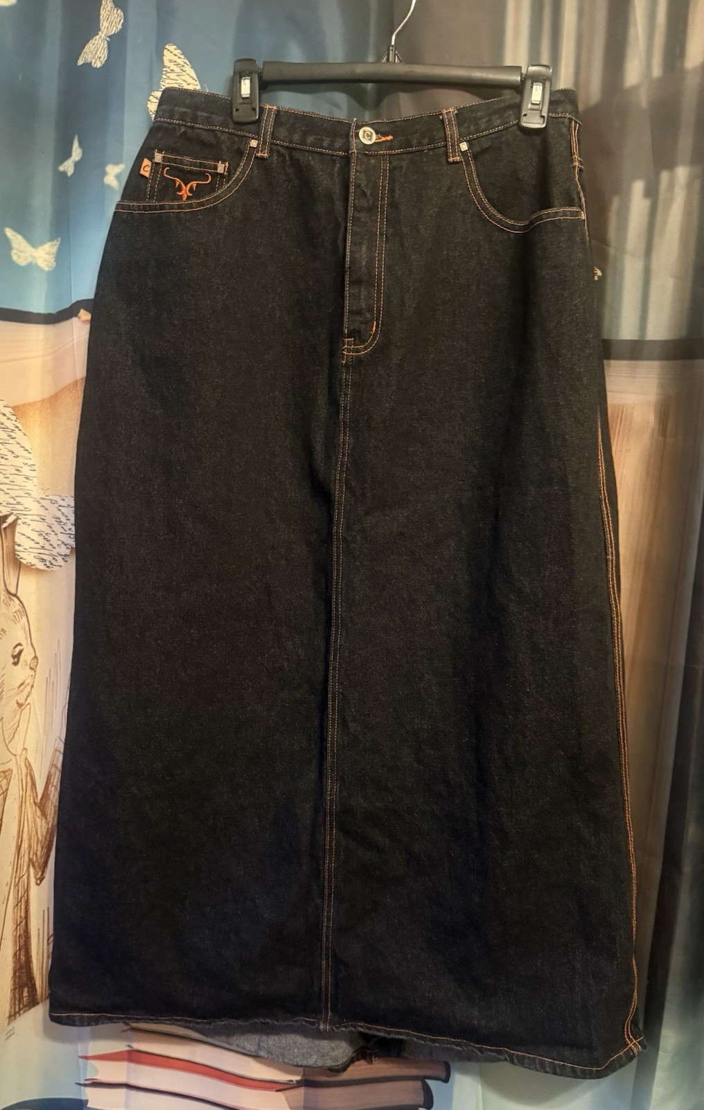 Vintage Y2K Crest Jeans The Collection Dark Blue Denim Long Skirt Sz 13/14