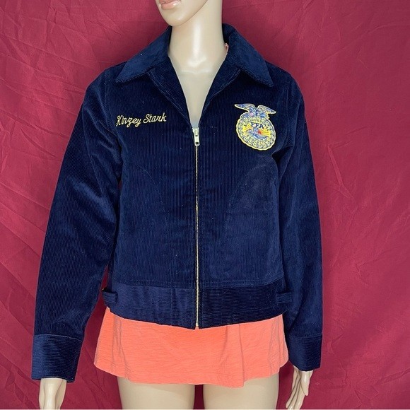 Vintage FFA Blue Corduroy Jacket Size 103-32 Y6-8 Women’s Small see measurement
