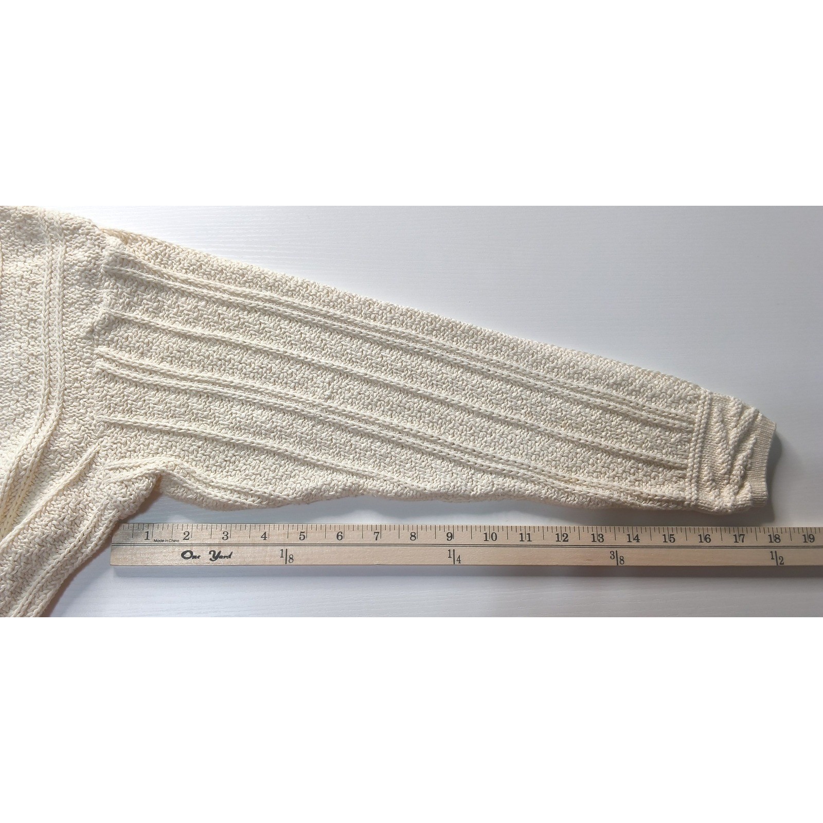 Cropped Fisherman Sweater Women Small Cream Vintage Soft Cable Mock Neck