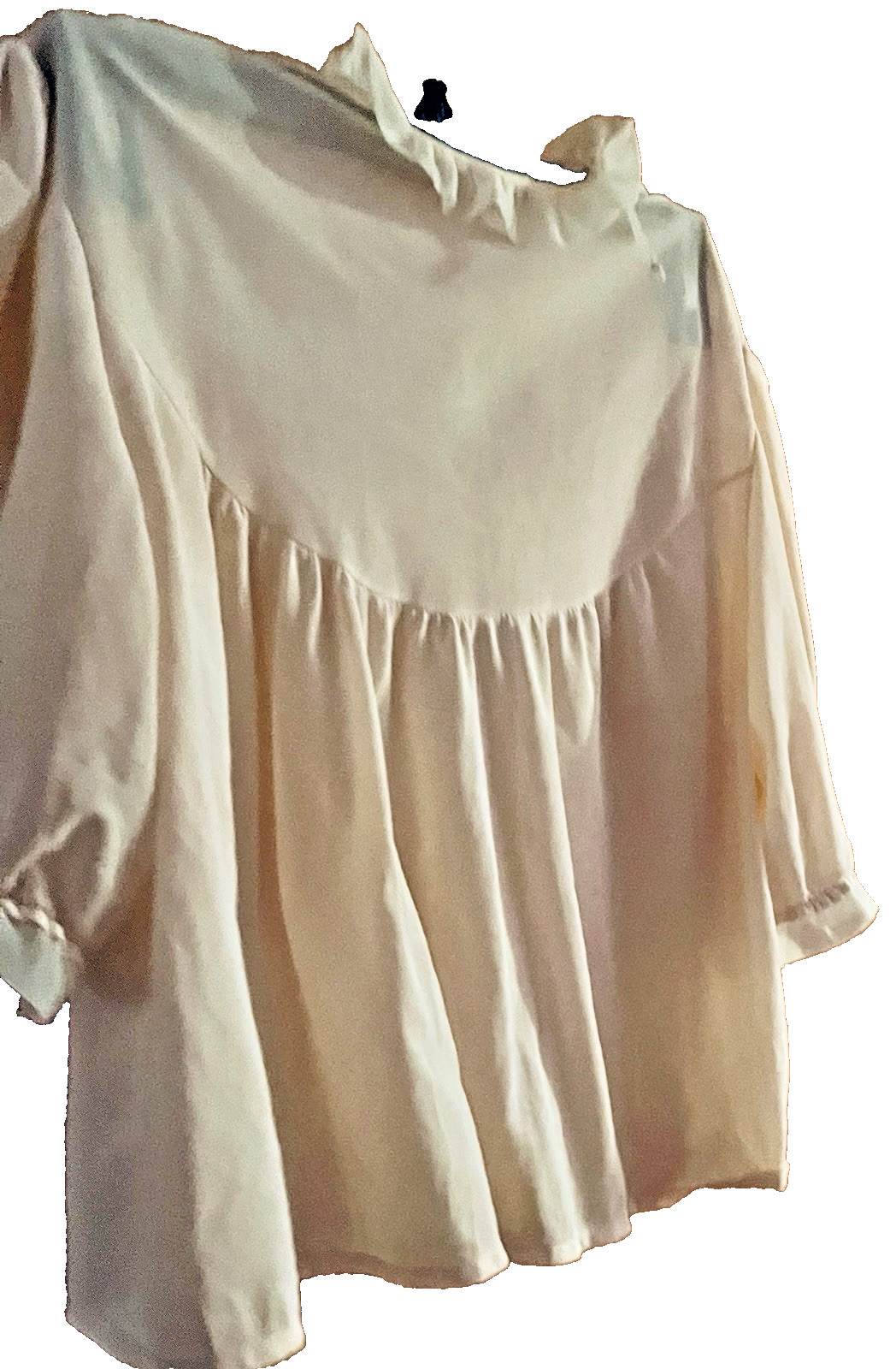 VTG Light Pink Nylon Bed Jacket Top Lace Applique Front Ties Women`s SZ S-M