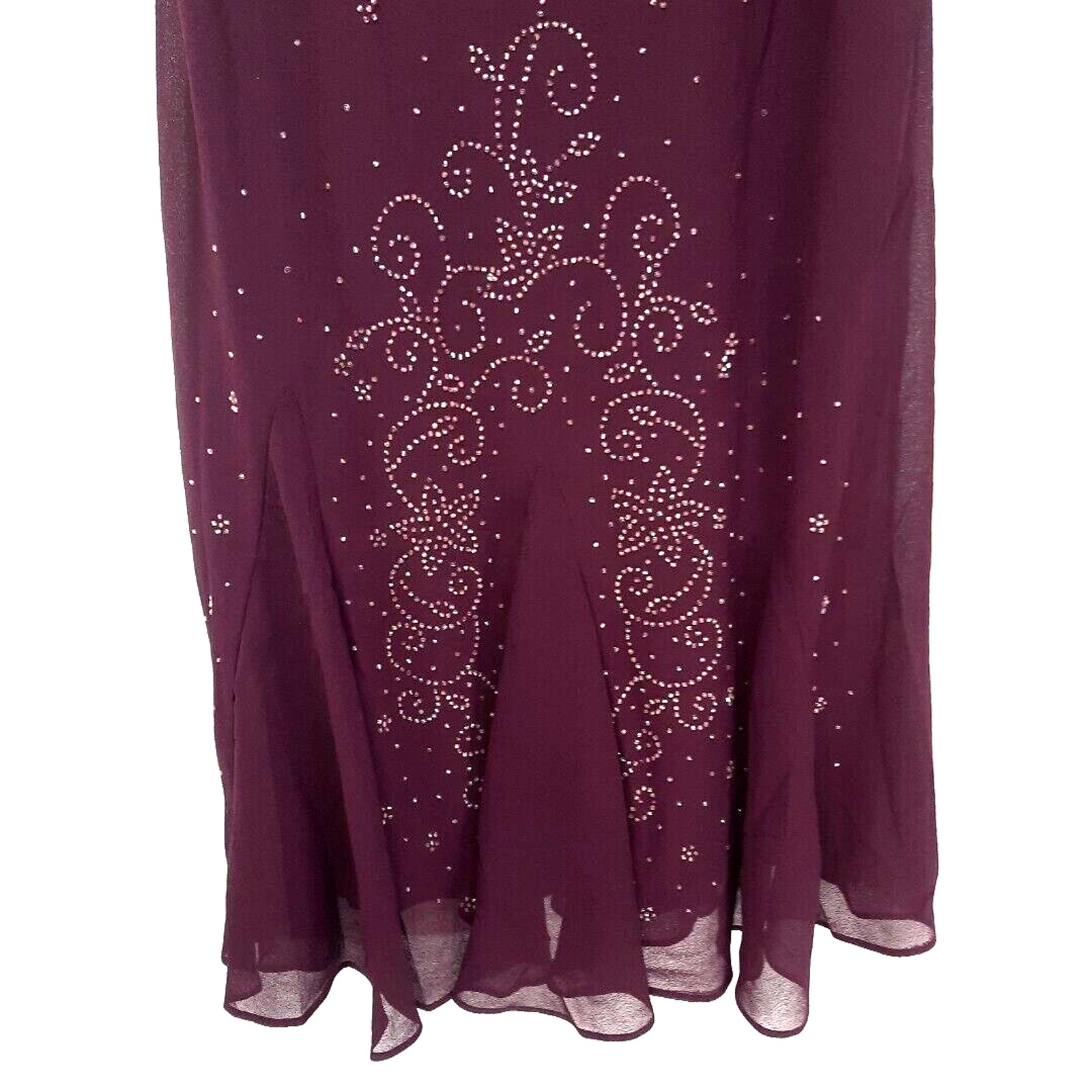 Vintage R&M RIchard Beaded Sheer Maxi Dress Sz 14 Burgundy Whimsigoth Dark Fairy