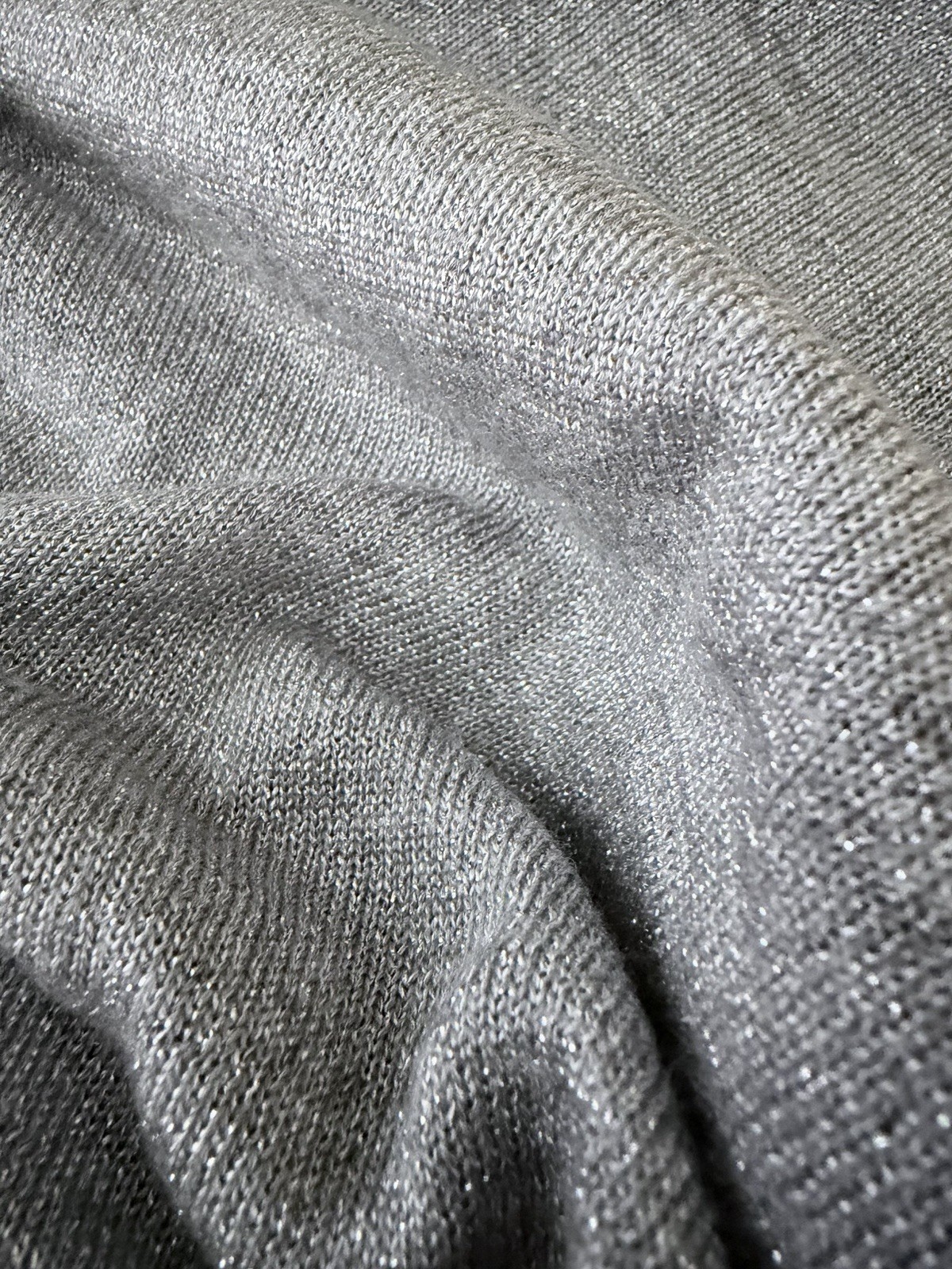Vintage Y2K Open Back Glittery Silver Metallic Sweater New York & Co S/M