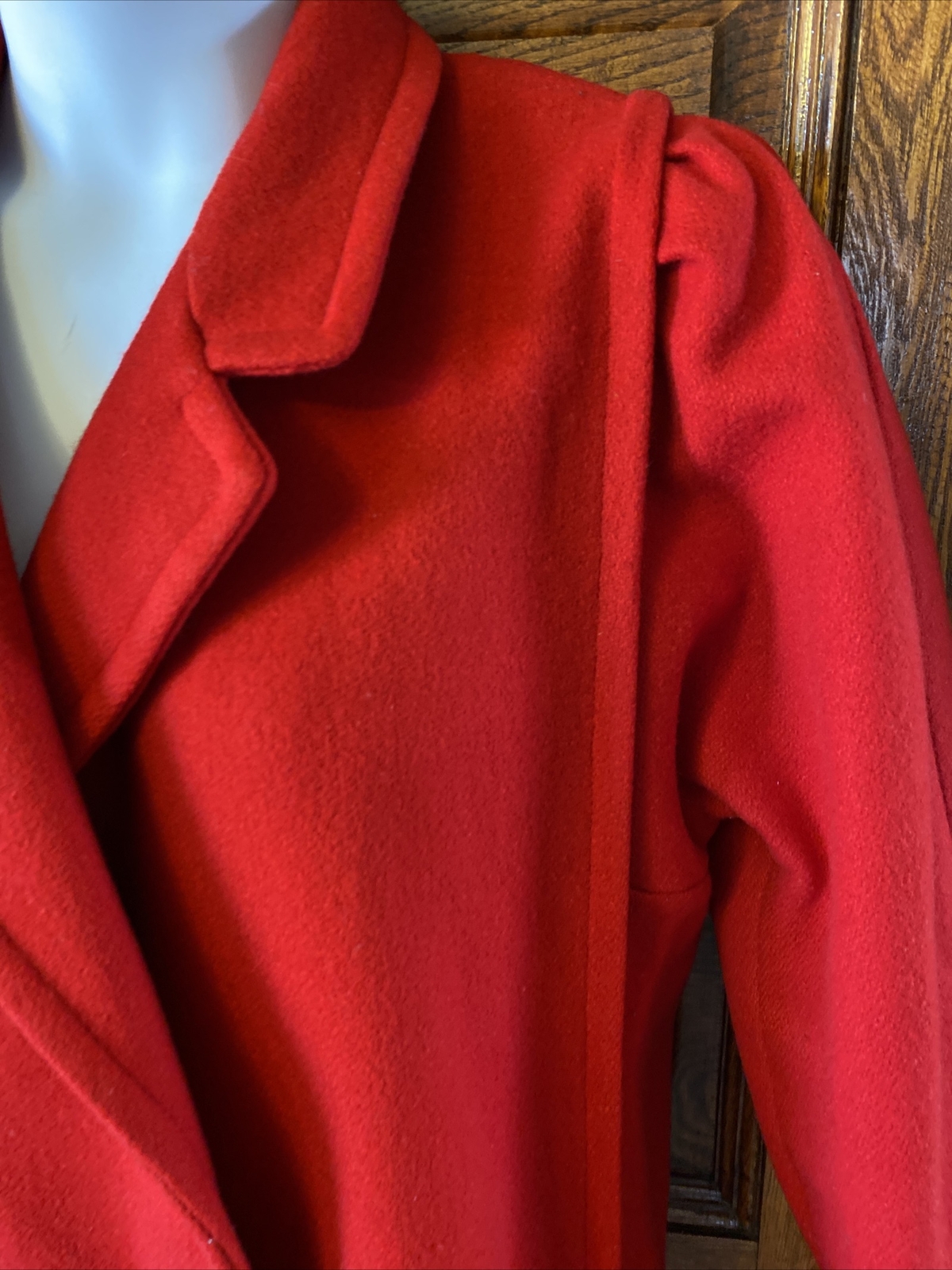 Vintage 1980’s LADY SUZETTE Long Red Wool Blend USA Union Made COAT, Size Large