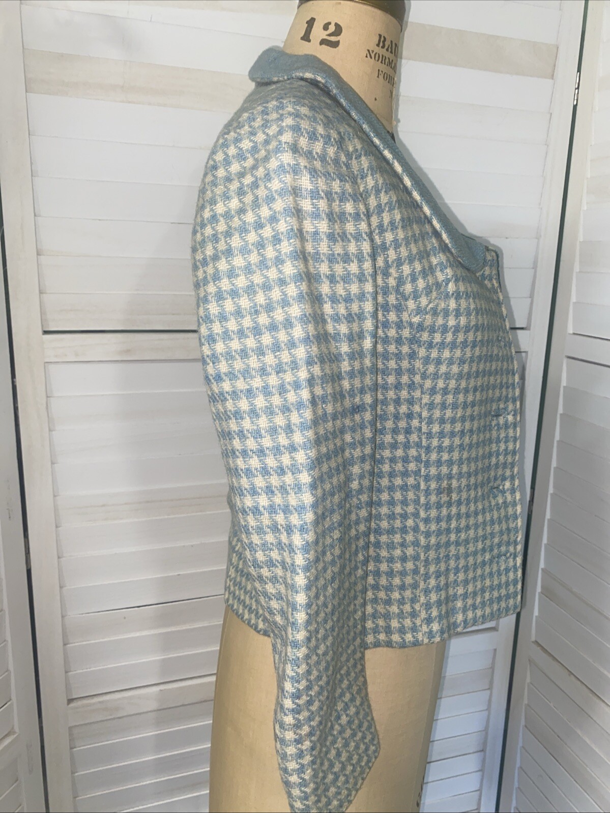 Vintage 60s Women’s Houndstooth Suit Jacket Blazer Coat Lined Size Small