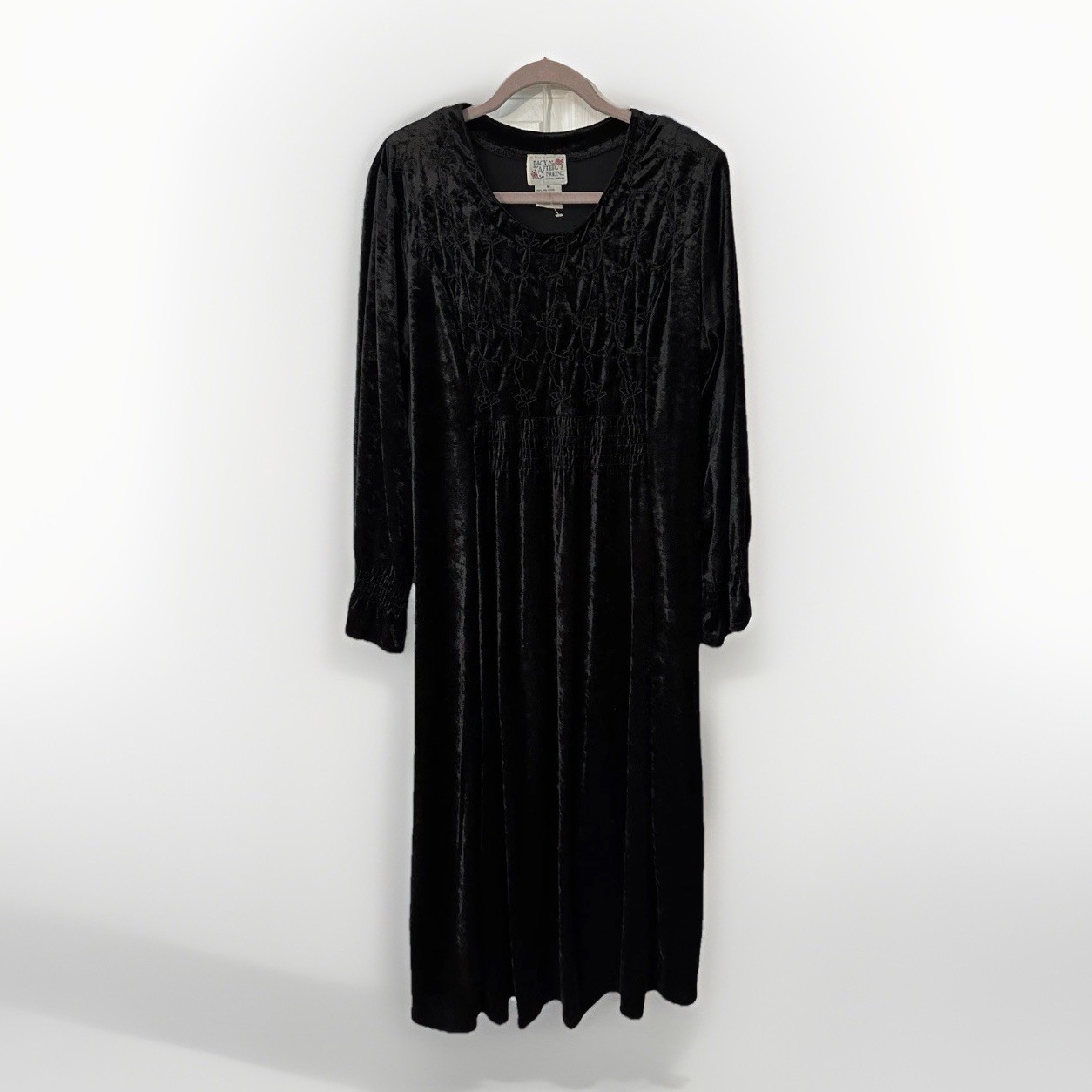 VTG Lacy Afternoon Shell Kepler Velvet Lace Party Whimsical Goth Black 16 Elvira