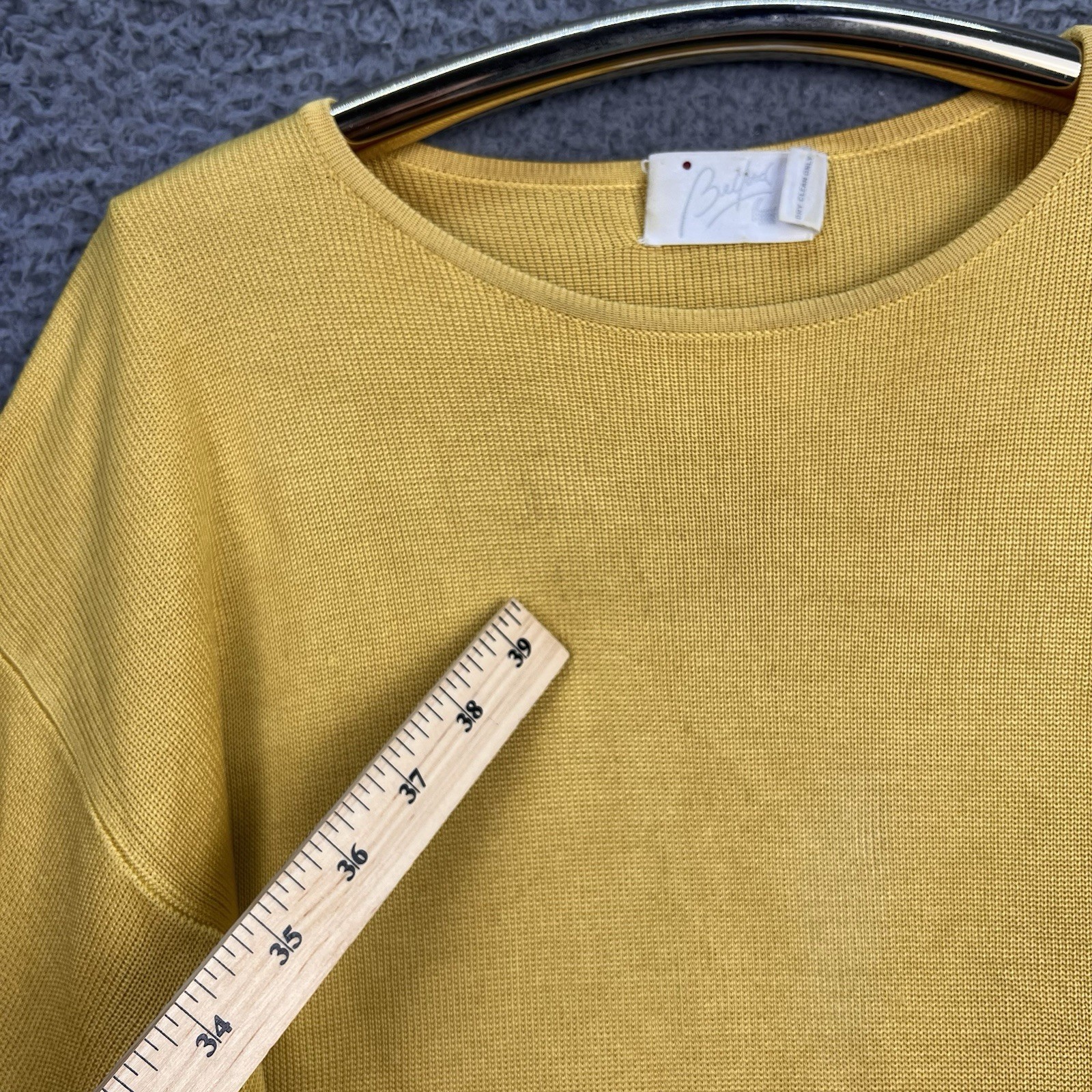 VTG Belford 100% Silk Top Medium Yellow 3/4 Sleeve Quiet Luxury Nautical Beach