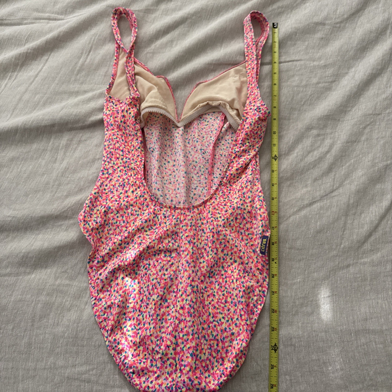 Vtg 90s One Piece 80s Bathing Swim Suit Sz S Citrus High Cut Polka Dot As Is