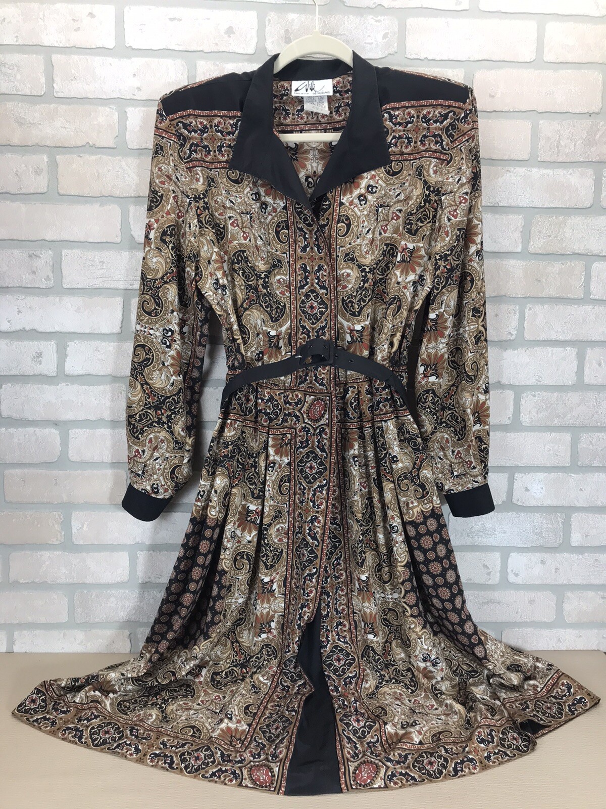 Vtg Willi of California Dress Women’s 6 80s Multicolor Paisley Belted Fit Flare