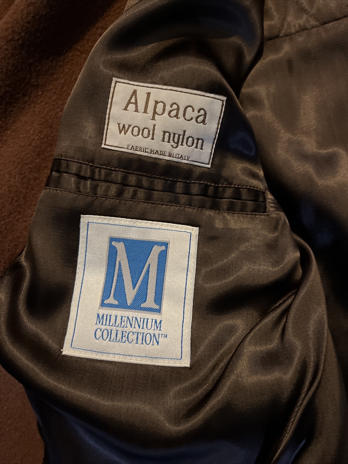 Vintage Millennium Collection Alpaca Wool Coat Jacket Brown Taupe Made In Italy
