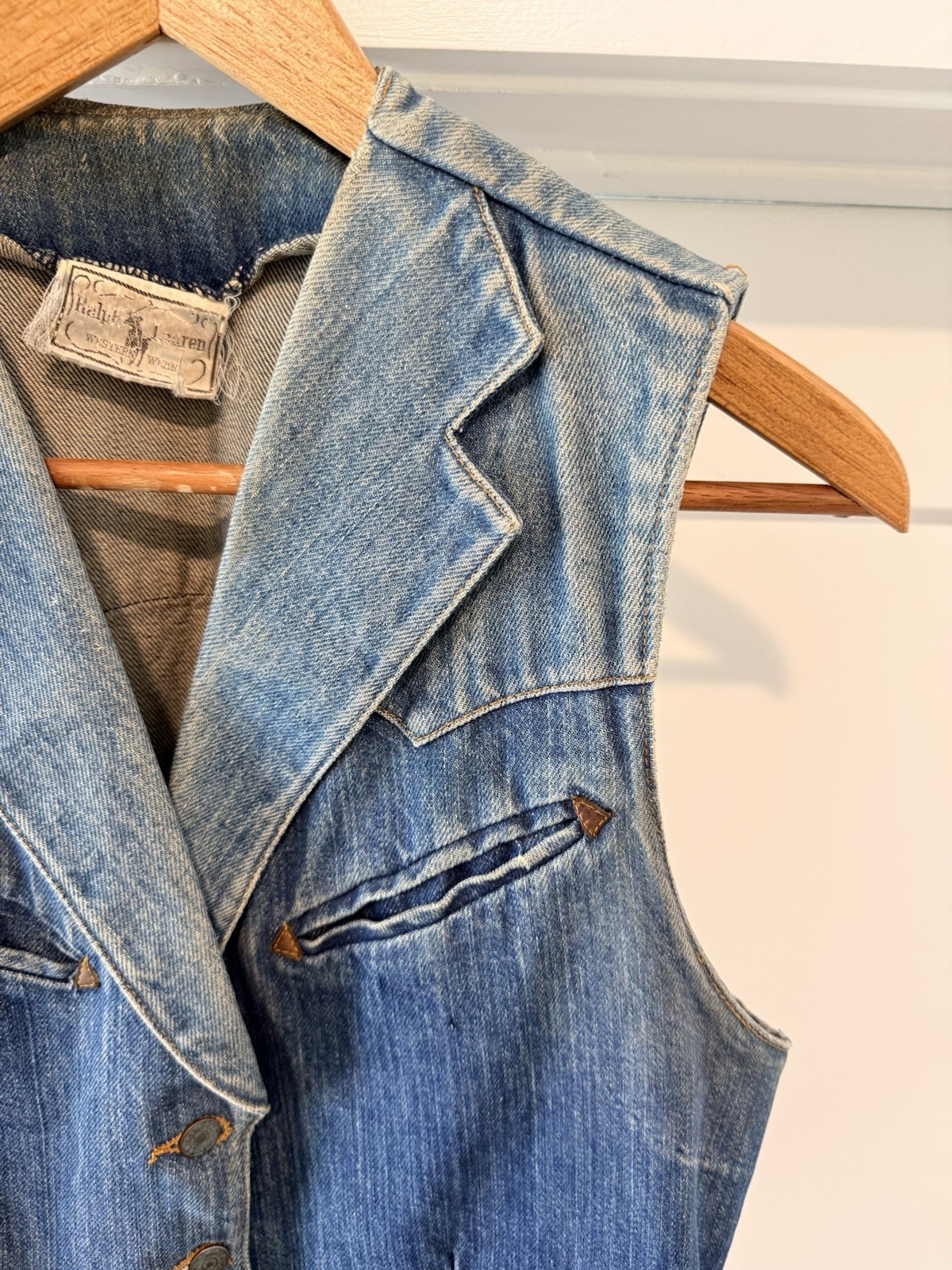 Vintage 70s Ralph Lauren Western Wear Denim Vest 1970s RRL Country Southwest USA