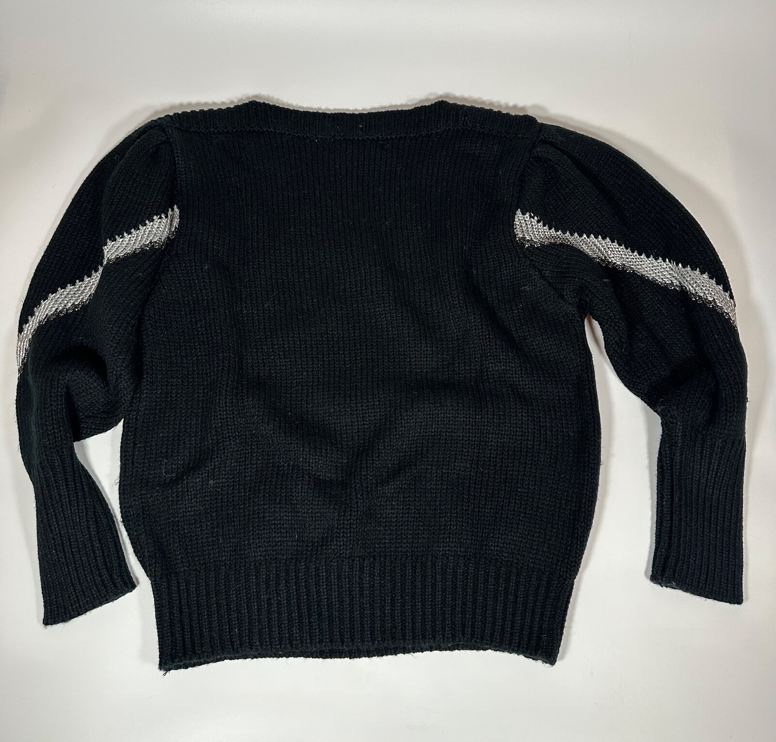 Vintage 80s 90s Maurada Black White Silver Geometric Diamond Holiday Sweater