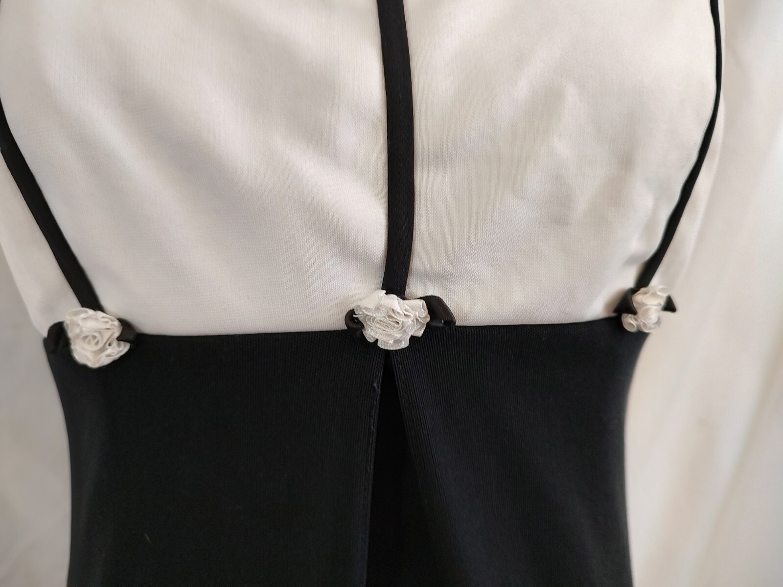 90s Y2K Vintage Dress Slip Style Black White Party Prom Empire Overlay Waist S/M