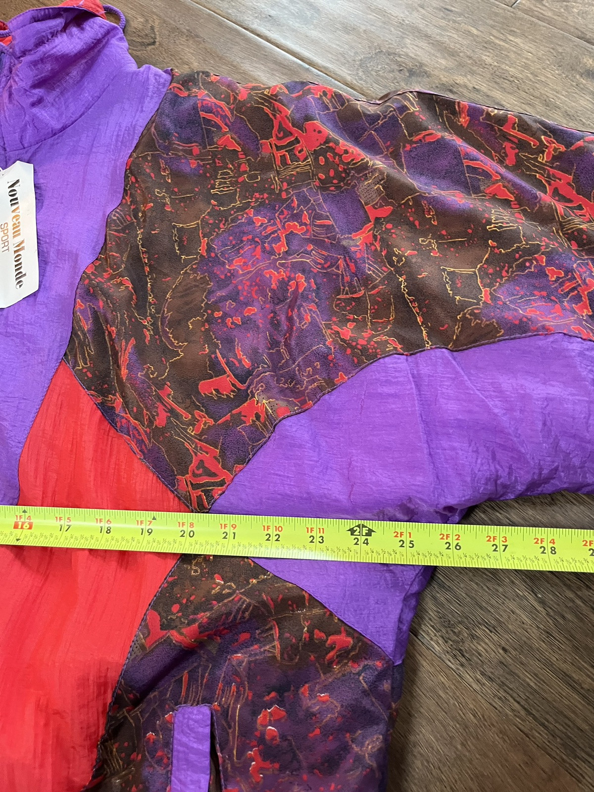 Vtg 80s NOUVEAU MONDE SPORT size 1X Windbreaker Set Purple/multi-colored