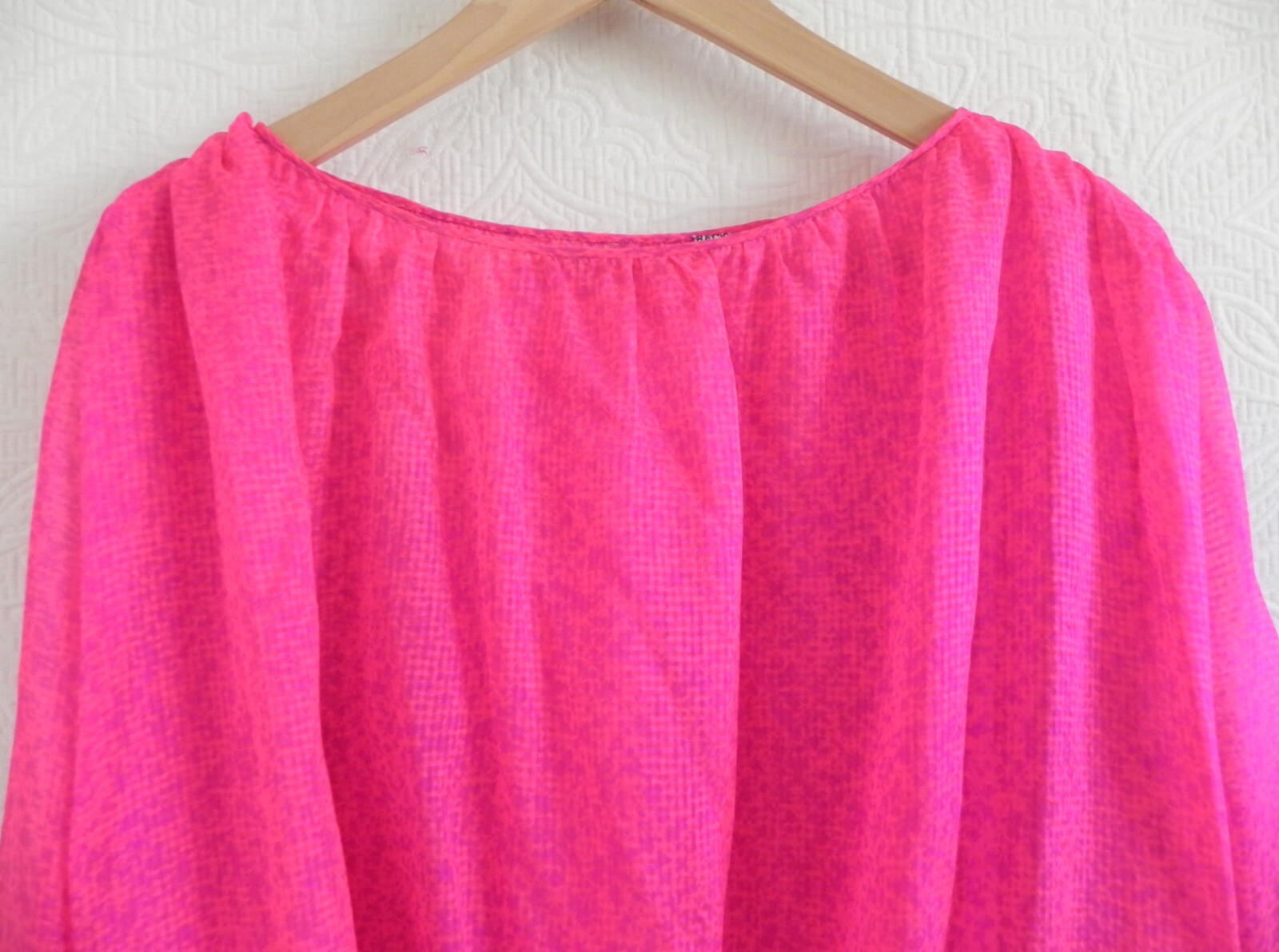 Carolyne Roehm 2 PC Silk Chiffon Tunic Top/Maxi Skirt Neon Fuchsia/Purple Size S