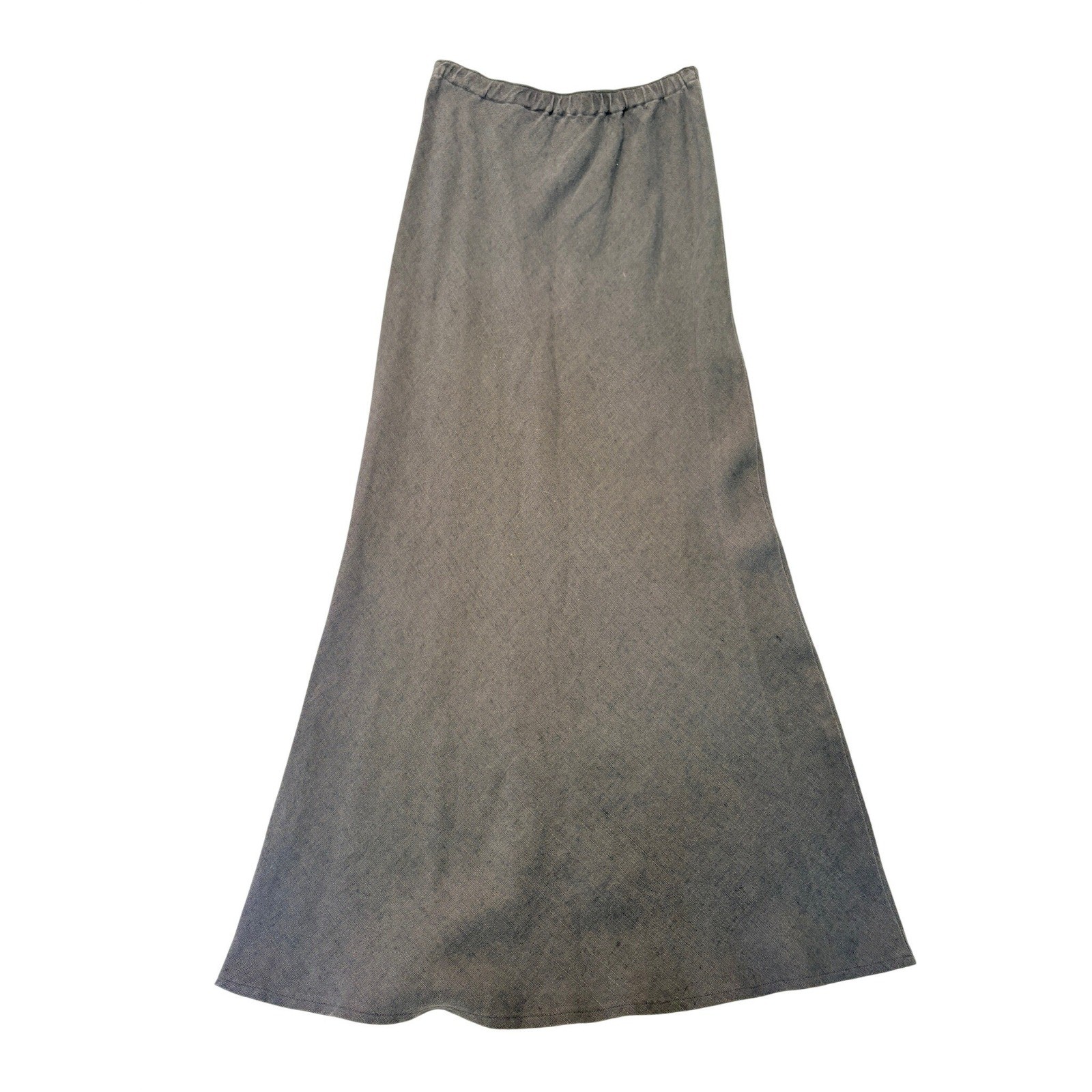 VTG Margaret O’Leary 100% Irish Linen Maxi Skirt Charcoal Gray Elastic Waist M
