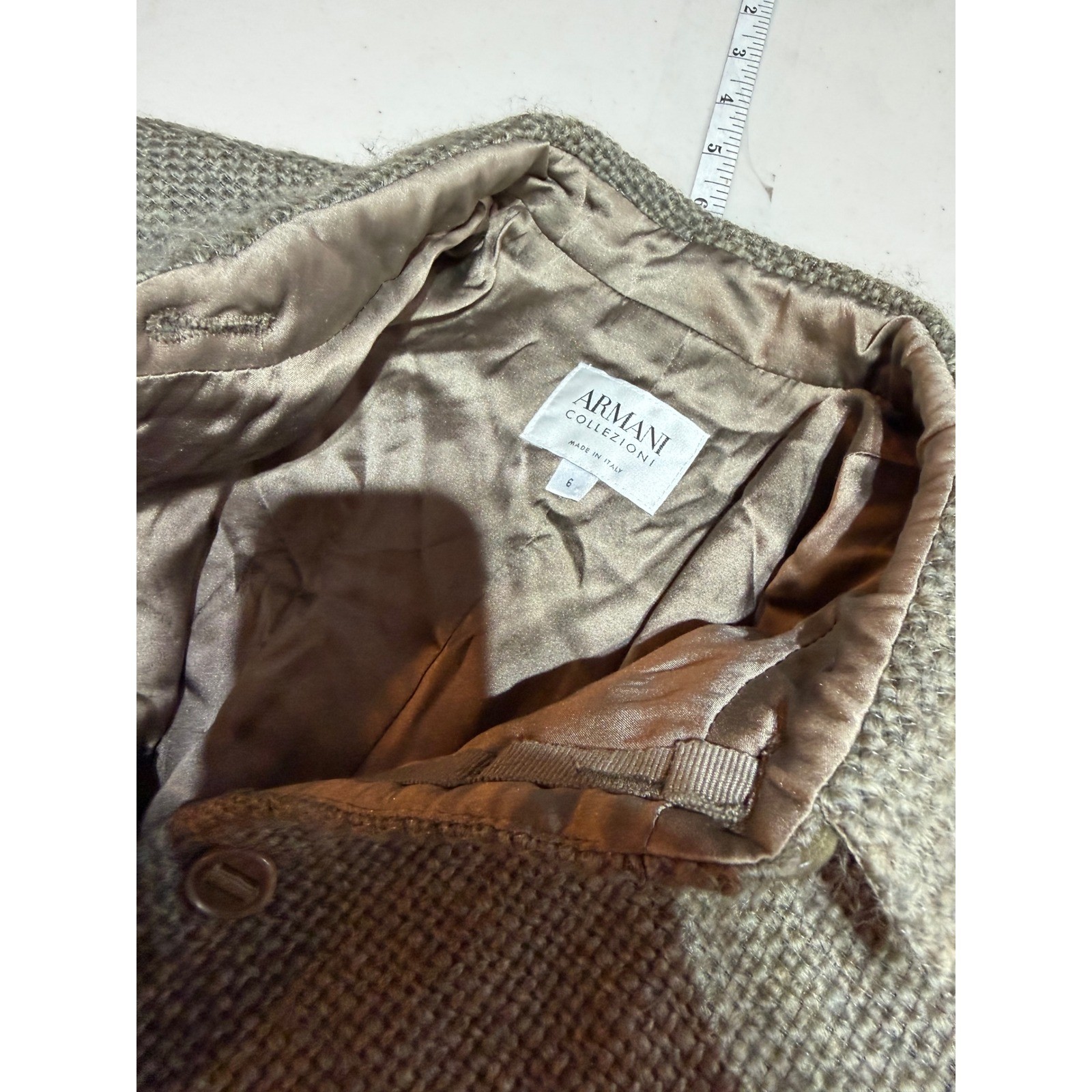 Armani Collezioni Jacket Womens 6 Brown Virgin Wool Silk Vintage Quiet Luxury