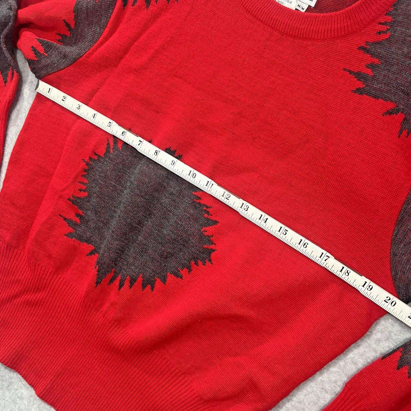 Vintage Balmoral pullover sweater Womens M wool blend dolman Red Gray H Kong 80s