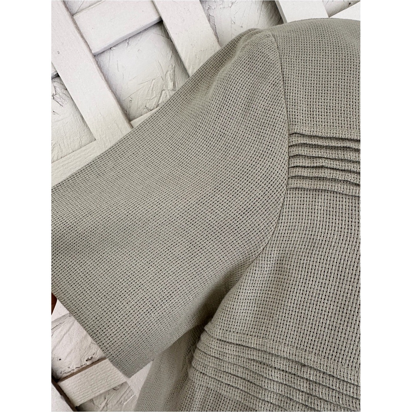 Cynthia Howie For Maggy Boutique Linen Blend Pleated Button Front Top Vtg sz 14