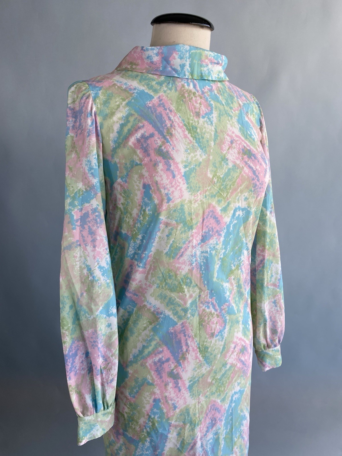 Vintage 1960’s Midcentury Modern Pastel Watercolor Abstract Print Shift Dress Sm
