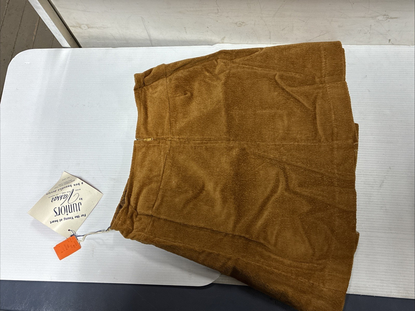 Vintage 50s Juniors by Vassar Brown Mini Skirt Cotton Size 7 – NWT