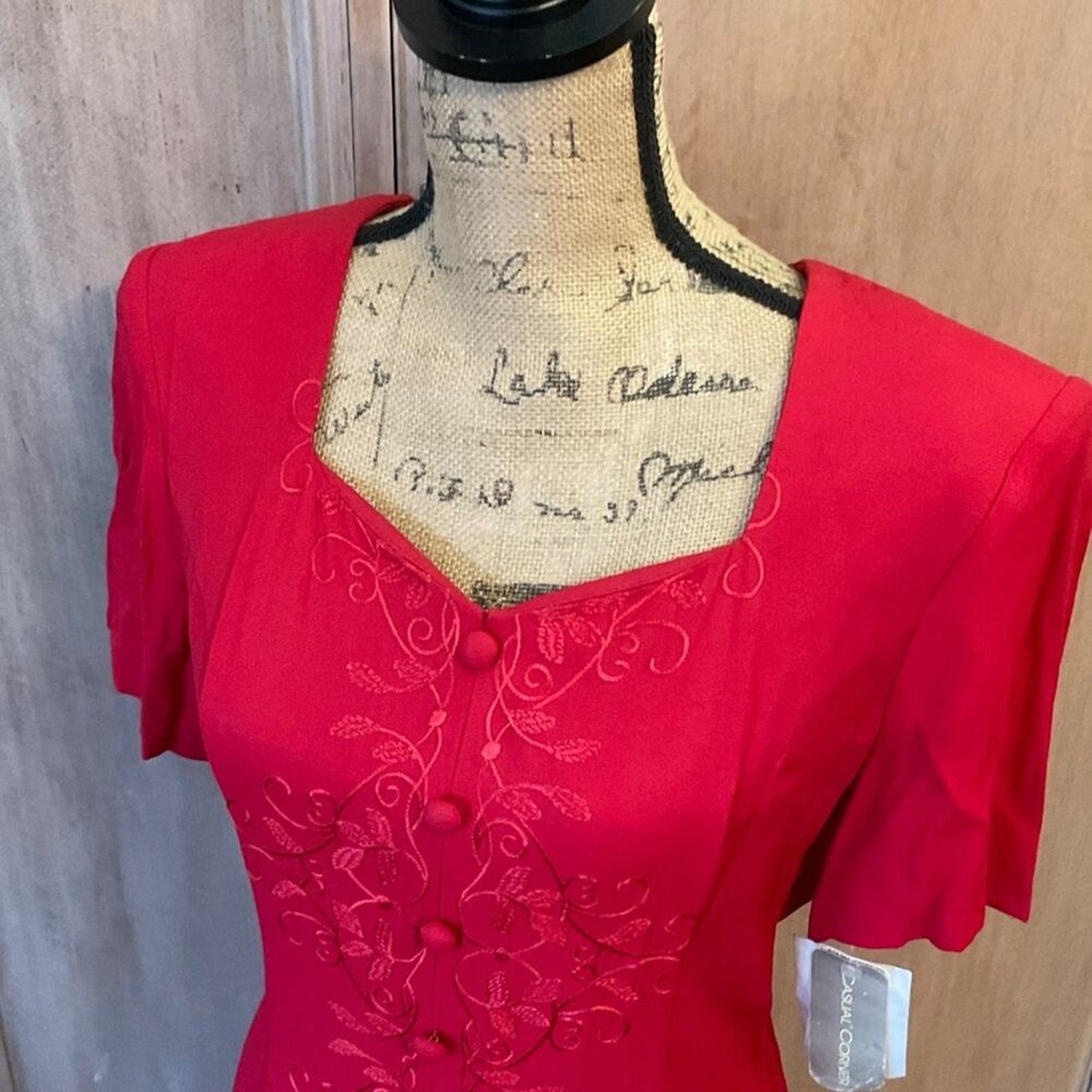 NWT Deadstock Vintage Casual Corner 90’s Red Midi Dress Pretty Woman sz 10
