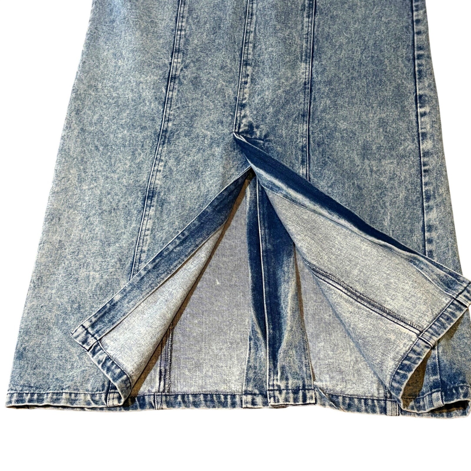 VTG Blue Zone Acid Wash Denim Duster Coat XL 80s Moto Edgy Boho Retro Streetwear