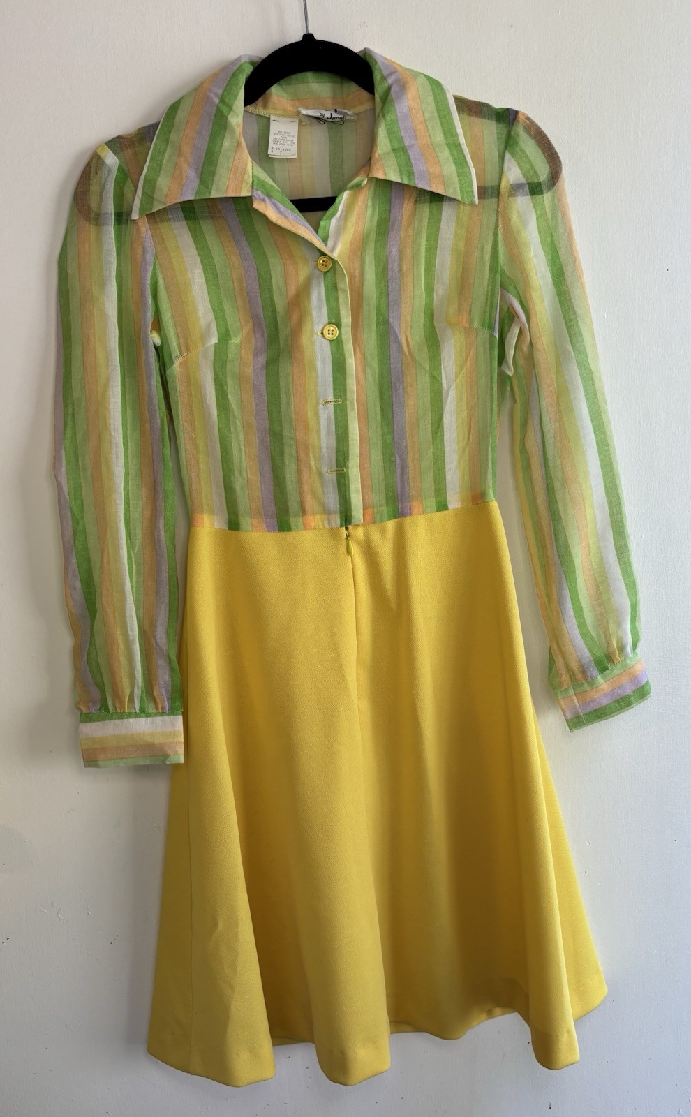 PBJ by JerelL Vintage 1970s Yellow Day Dress and Vest Set – Size 7