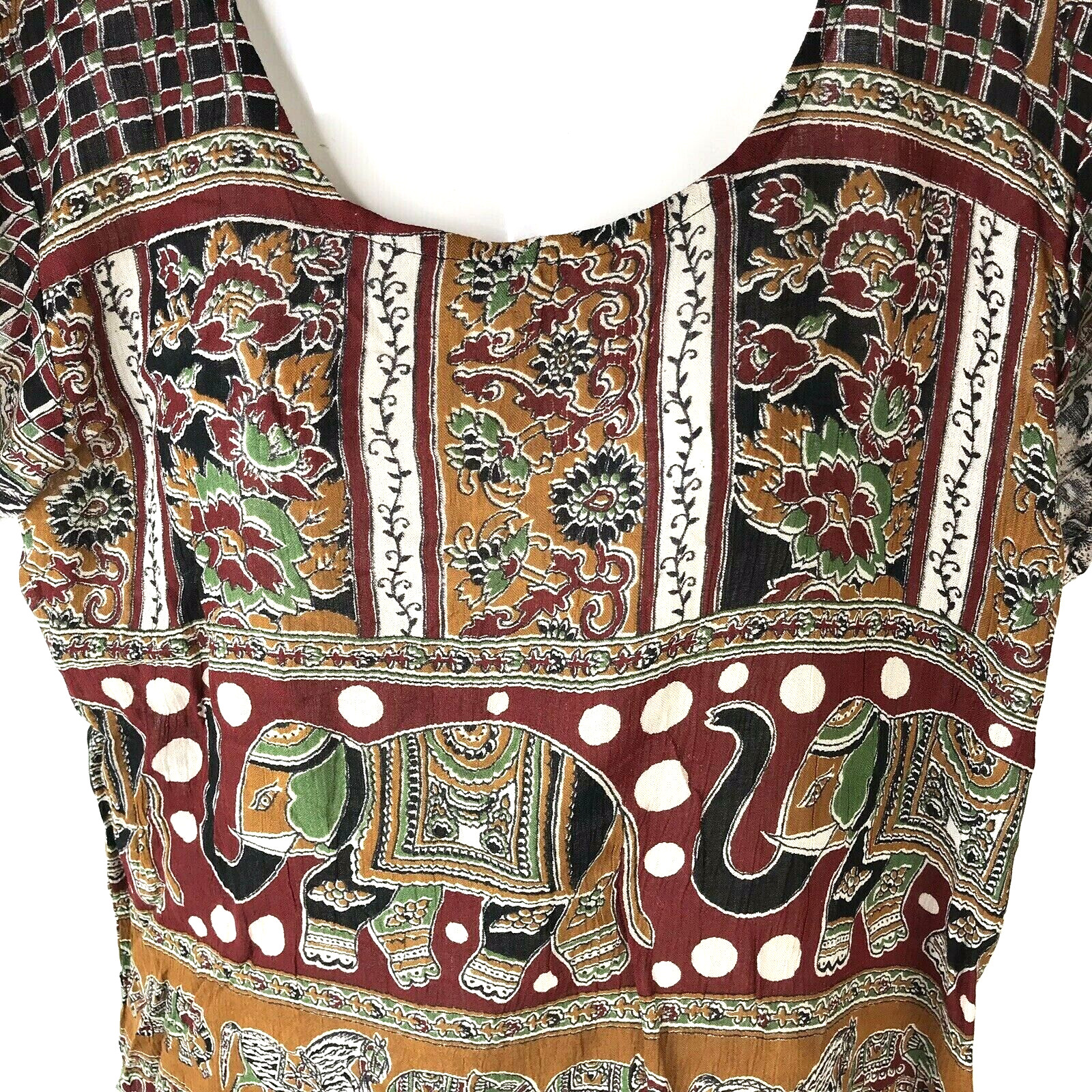 VTG Blouse 90s Sky Lark Collection NOS Ethnic tribal Animal Elephant XL boho top