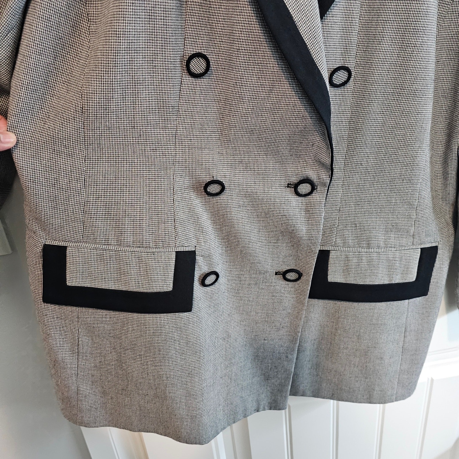 Vintage Blazer Womens Size 2X Black 90s Houndstooth Preppy Whimsygoth Academia