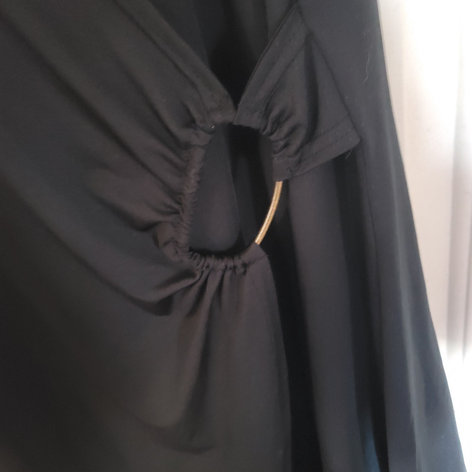 Vintage Black „Faux” Fake Wrap Dress Short Sleeve TOUCHE’ Size Large Office