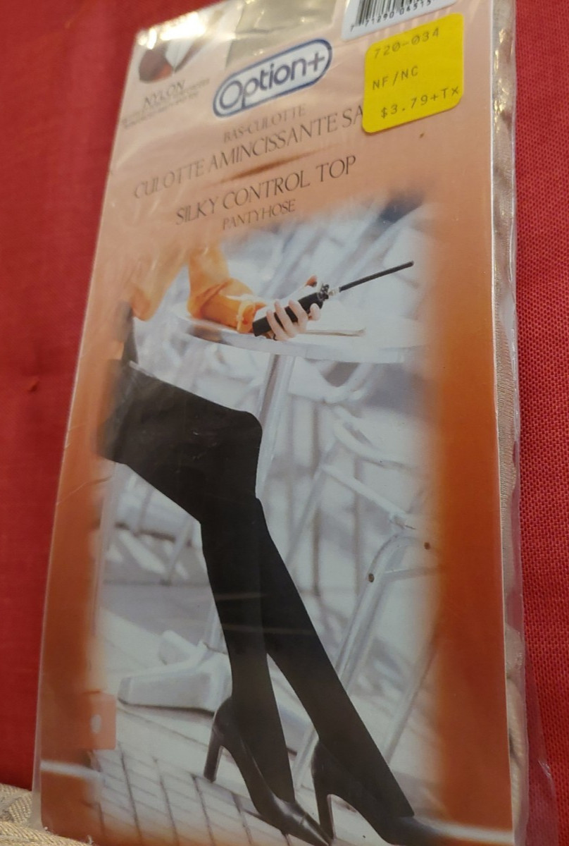 Vintage Pantyhose Option Silky Control Top Color Nude Size Tall BBN1