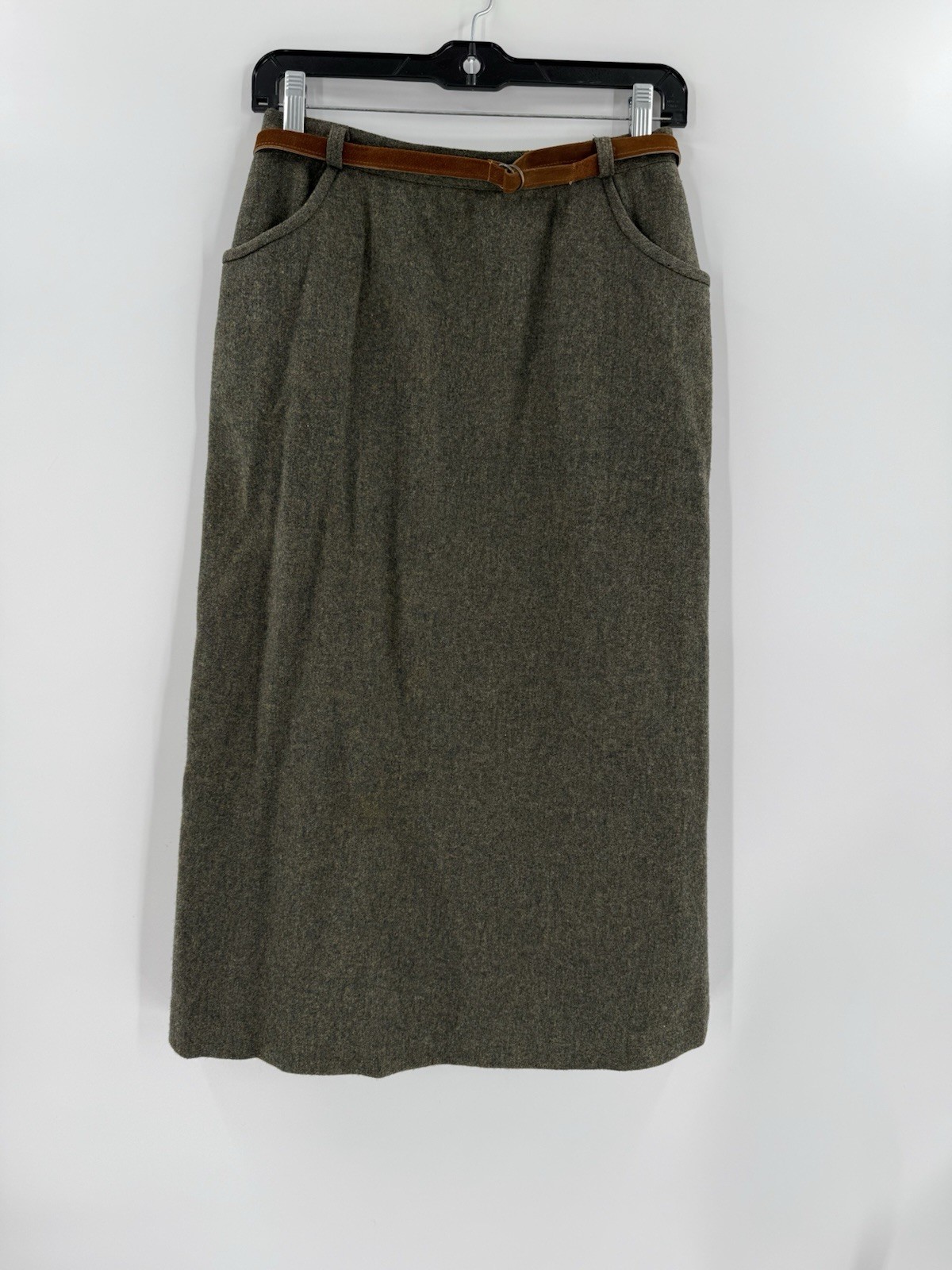 GORGEOUS MINIMALIST VINTAGE John Meyer Green Maxi Pencil Skirt 100% WOOL Size 12
