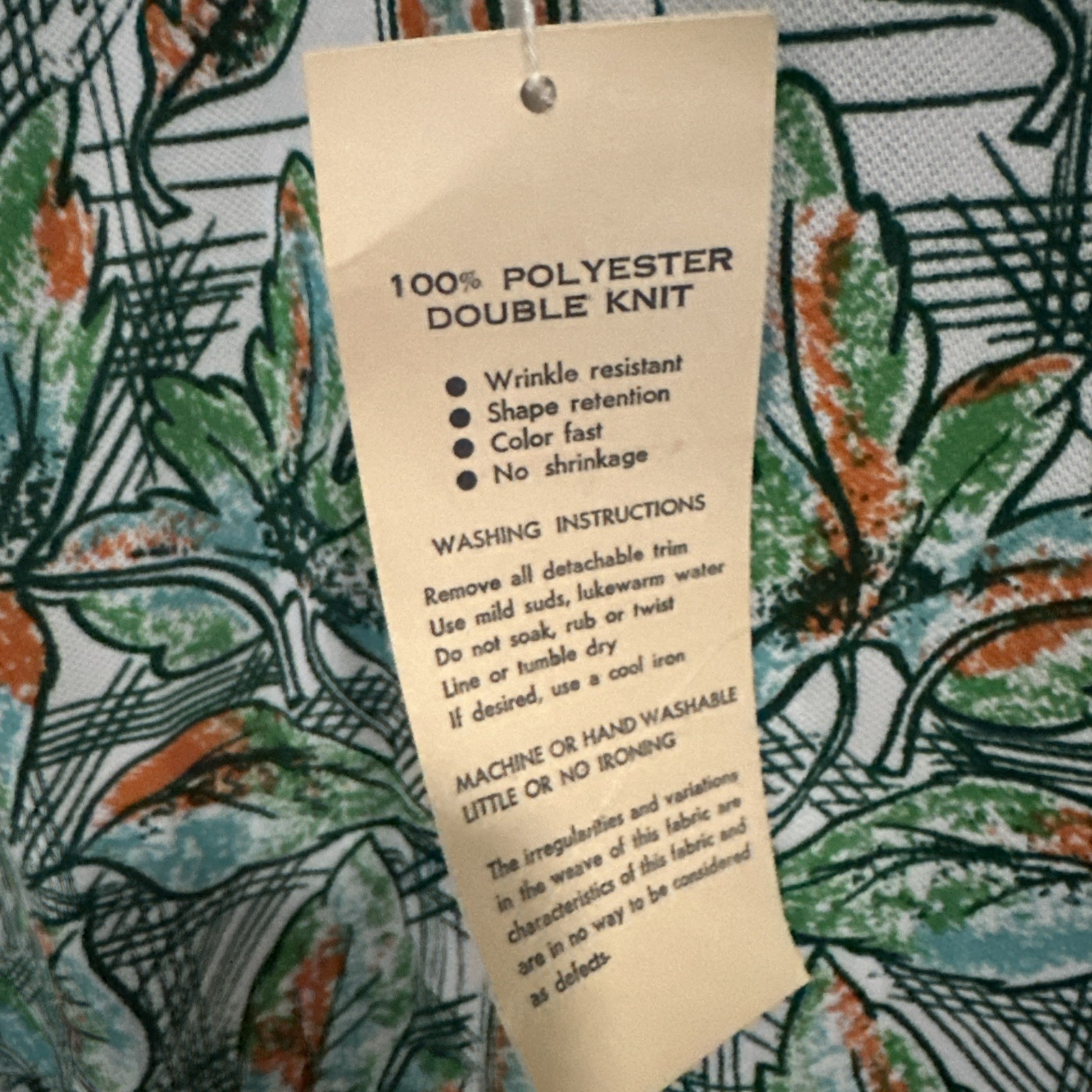 Vintage NWT Deadstock 1970’s Polyester Double Knit Floral/tropical Print SS BF