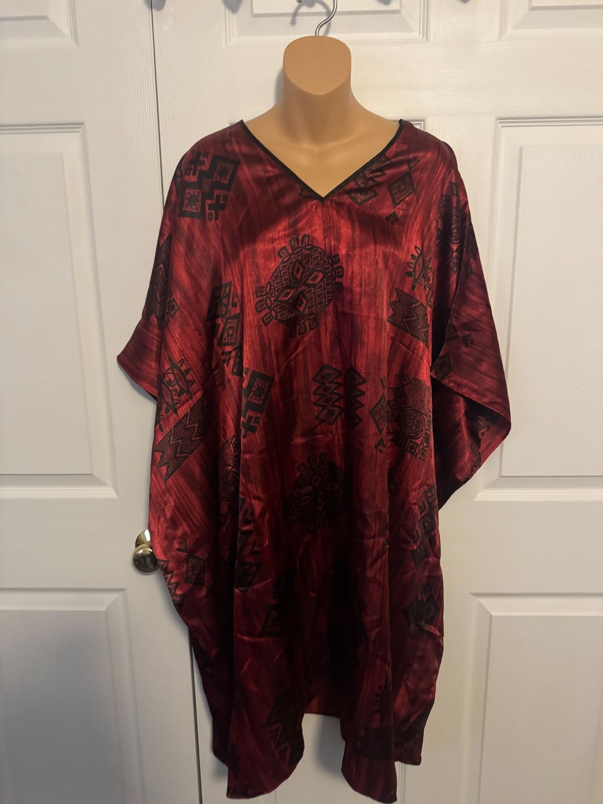 Vintage Winlar Kaftan Dress Nightgown Black and Red OSFM