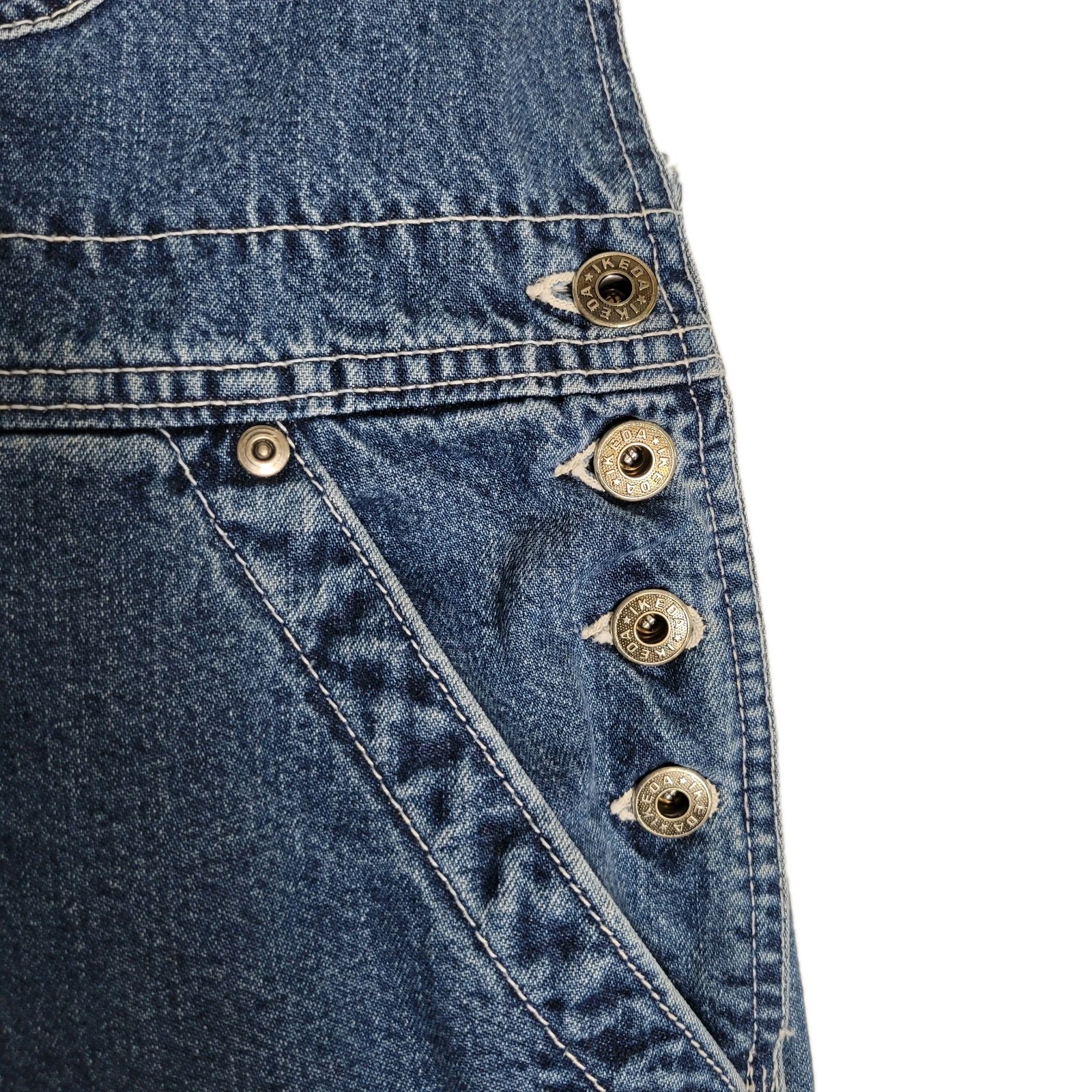 Vintage Ikeda Carpenter Wide Leg Denim Bib Overalls Size Large 90’s Medium Wash