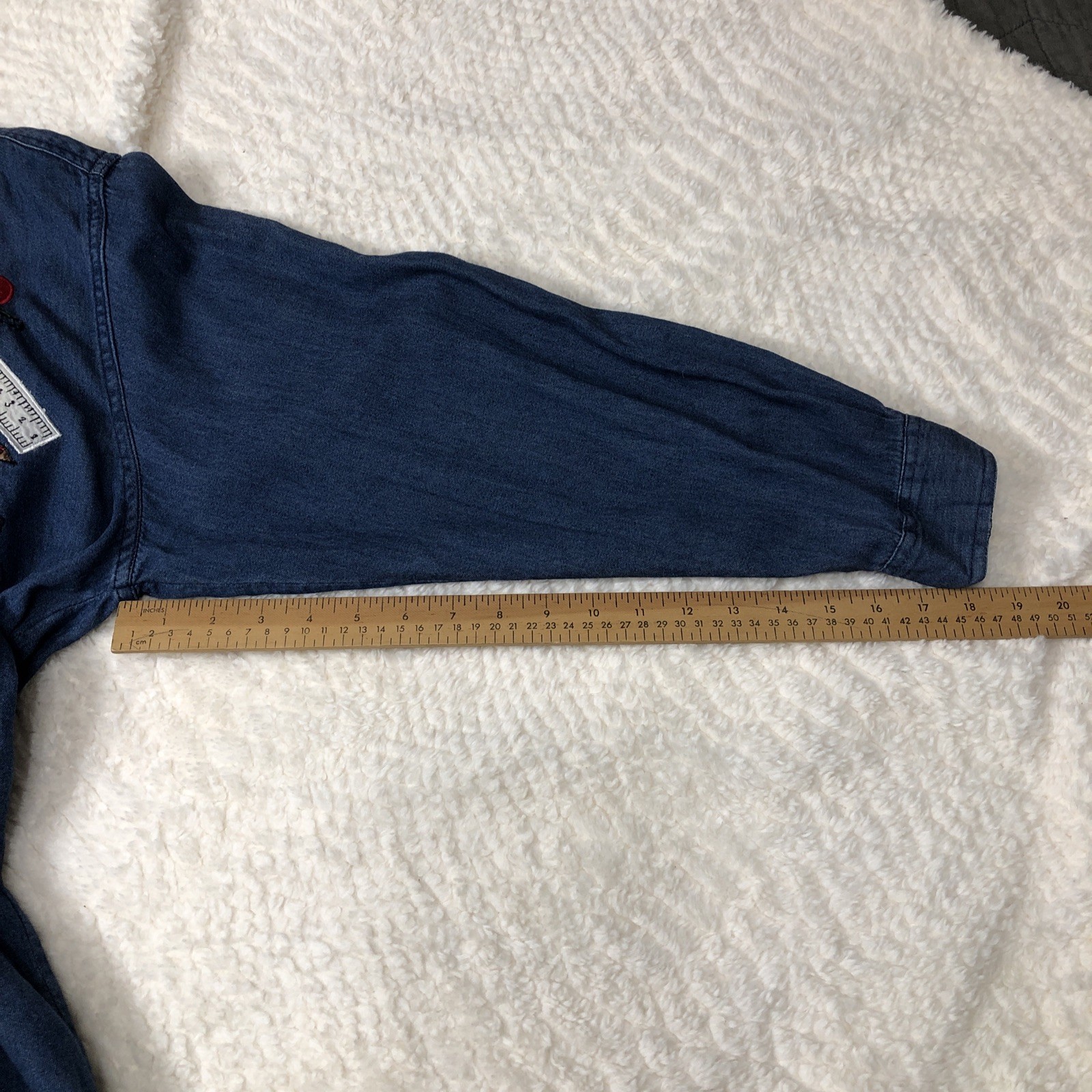 Vtg Denim Shirt Women’s Large Embroidered Elementary School Class Teacher