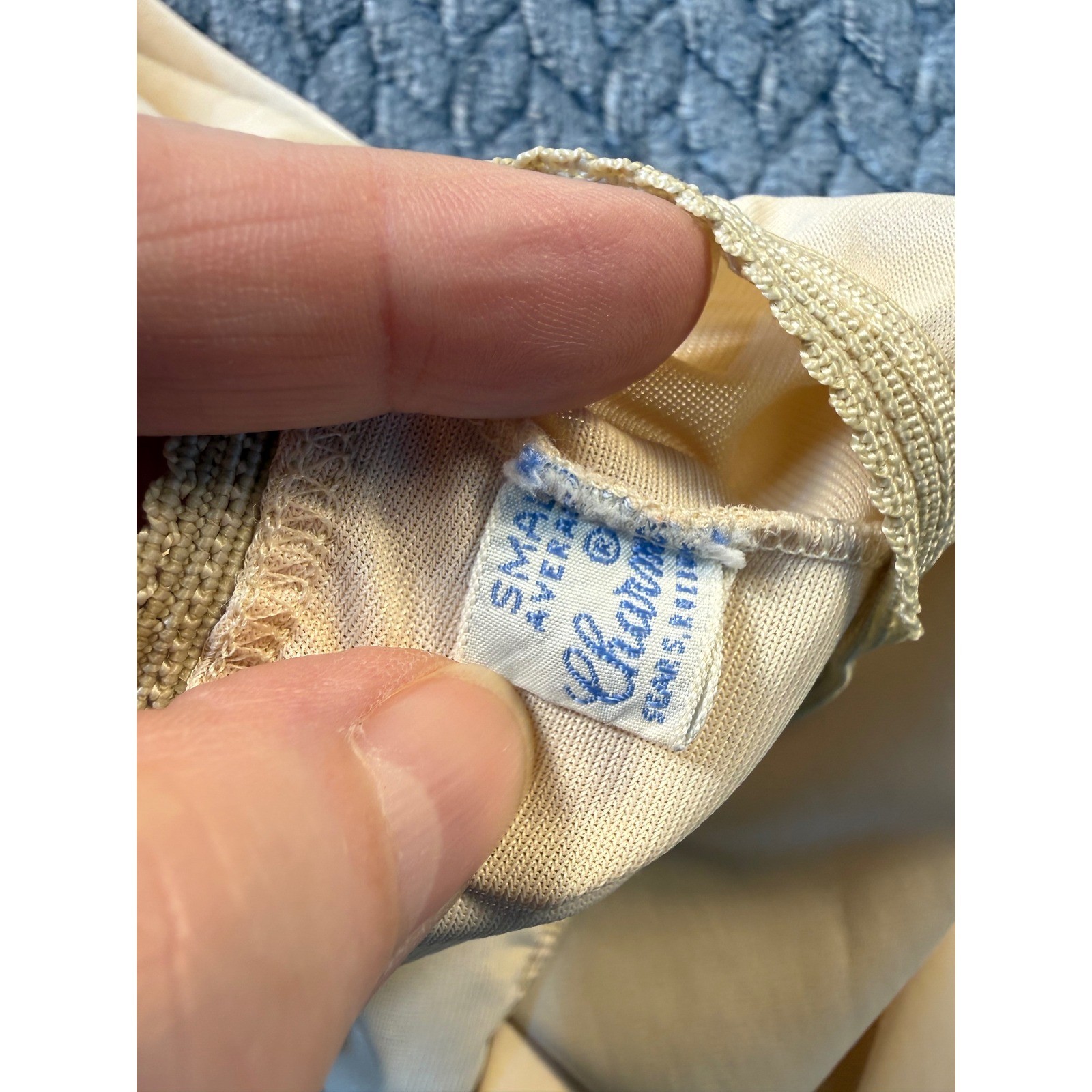 Vintage Charmode Sears Half Slip Beige Lace Floral Embroidery Small 25 Inch Long