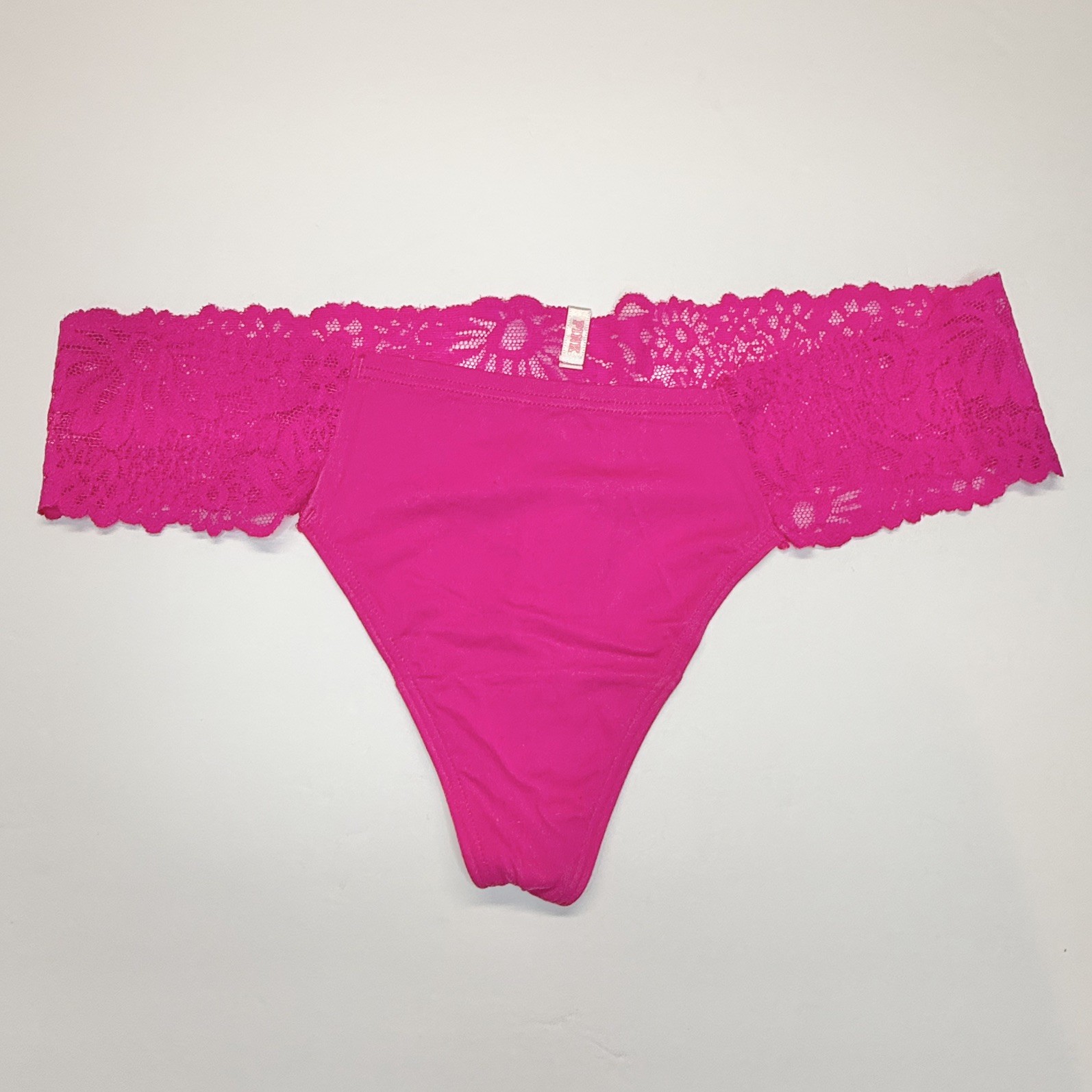 2016 Vintage PINK by Victoria’s Secret Solid Pink Lace Thong Panties Size Medium