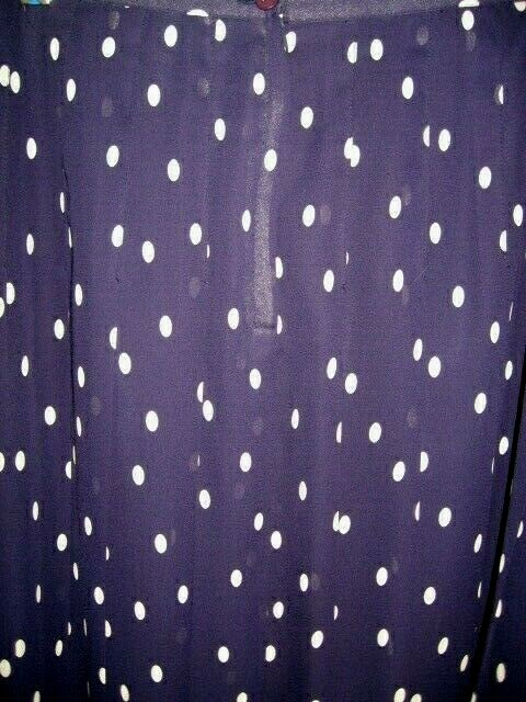 VINTAGE NAVY BLUE/WHITE POLKA DOT LINED PLEATED SKIRT – NORTON MCNAUGHTON – 18