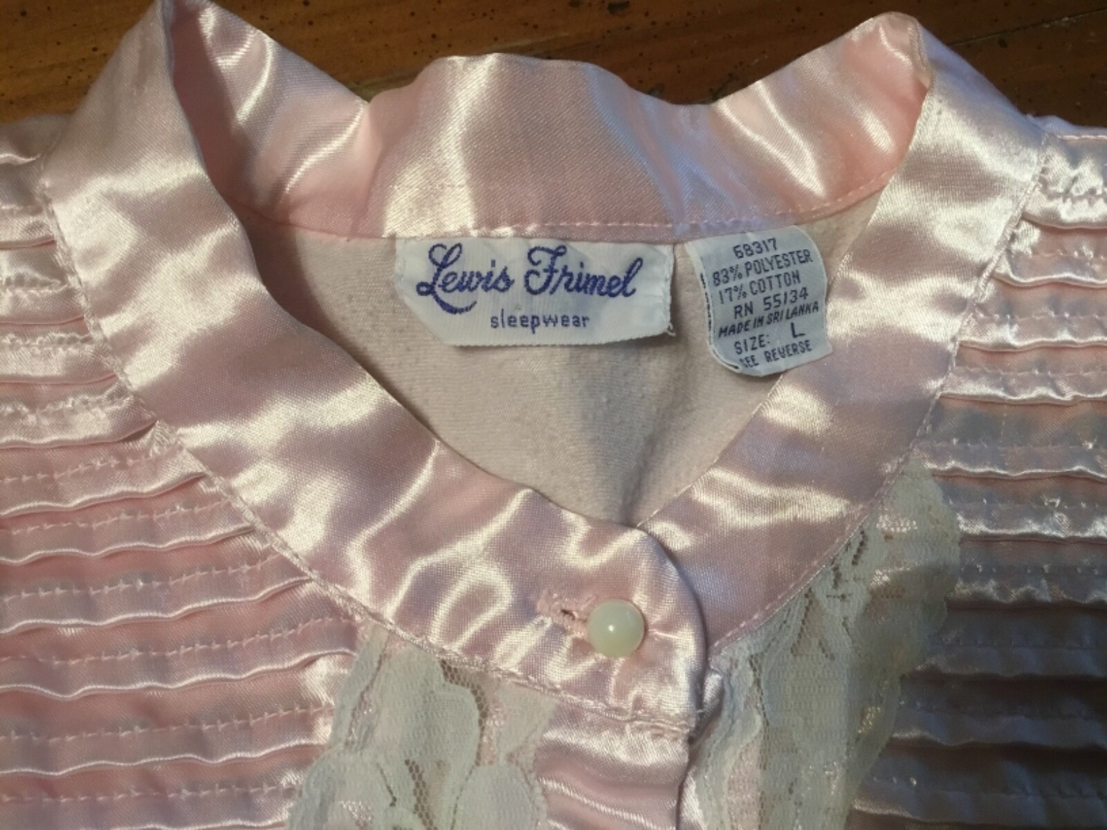 Lewis Frimel Vintage Long Pink Nightgown Romantic Button Down Size Large